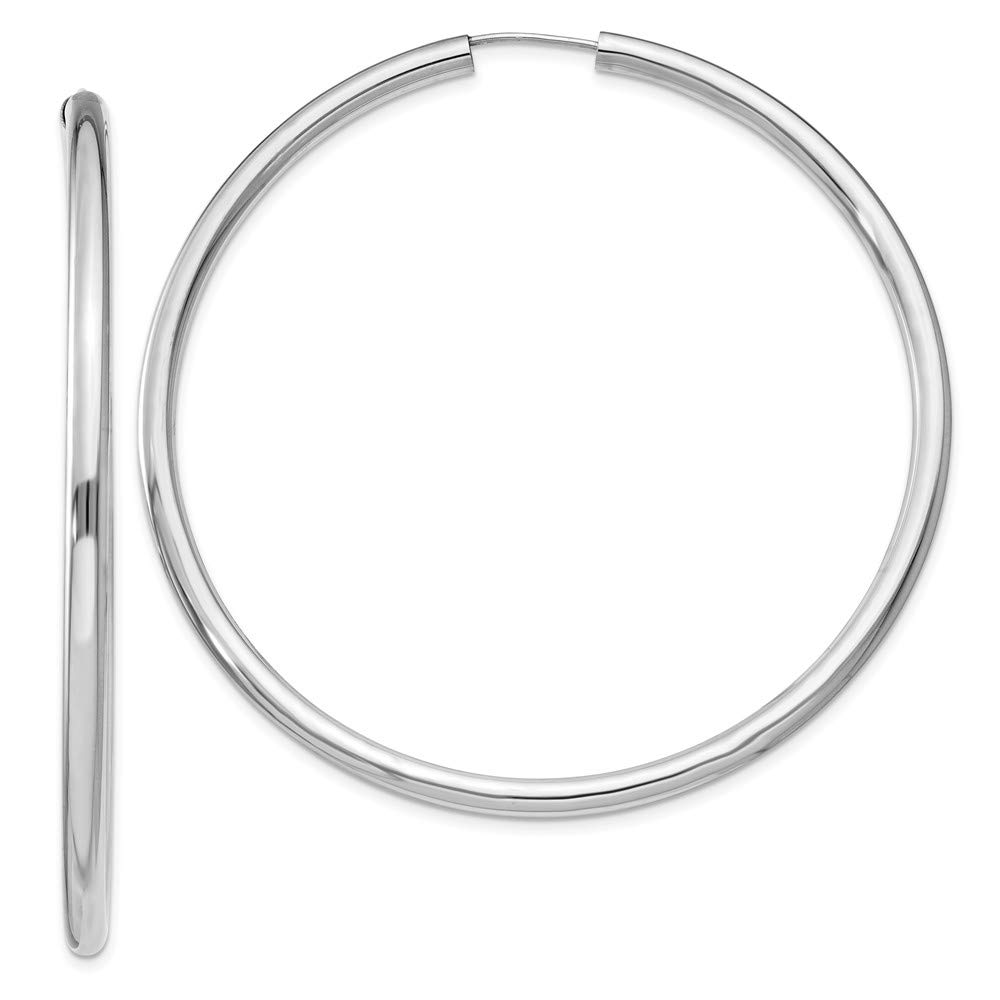 Sterling Silver Rhodium-Plated Polished Endless Tube Hoop Earrings for Women | Hypoallergenic & Tarnish-Resistant Jewelry | Perfect for Everyday Wear, Parties & Gifts