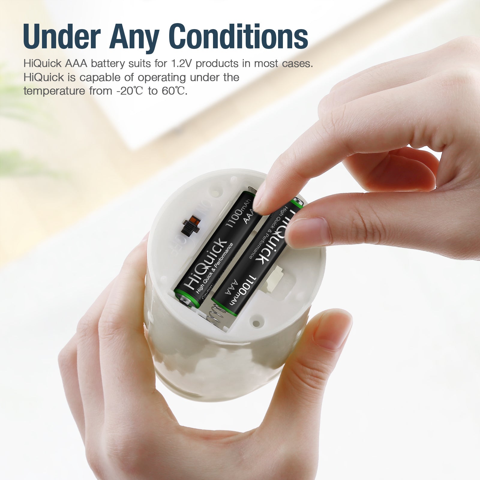 HiQuick 12 Pack AAA Rechargeable Batteries 1100mAh Ni-MH Pre-Charged (1.2V) - High Capacity AAAs for Household Electronics, Digital Cameras, Toys & More - Perfect for Remote Controls, Flashlights & Wireless Devices