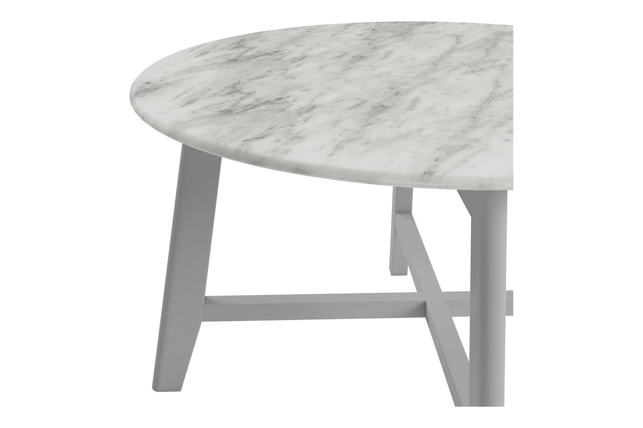 Mid-Century Modern Faux Marble Coffee Table - Grey Coby Living Room Center Table for Small Spaces | Durable & Stylish Accent Furniture for Apartments, Condos and Home Decor