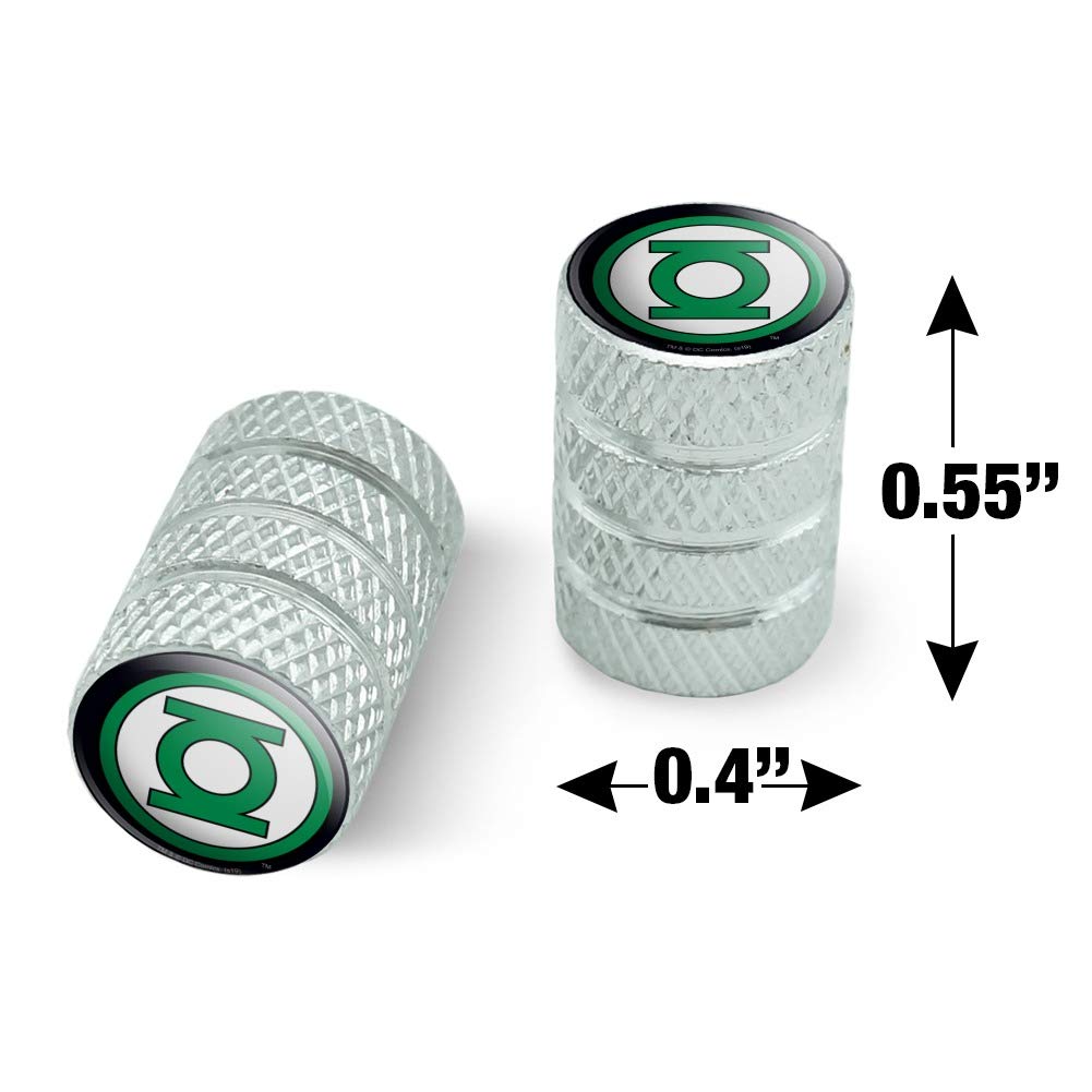 Green Lantern Logo Aluminum Valve Stem Caps for Motorcycle & Bicycle Wheels - Durable Tire Rim Accessories for DC Comics Fans and Bike Enthusiasts - Perfect for Customizing Your Ride and Showing Superhero Pride