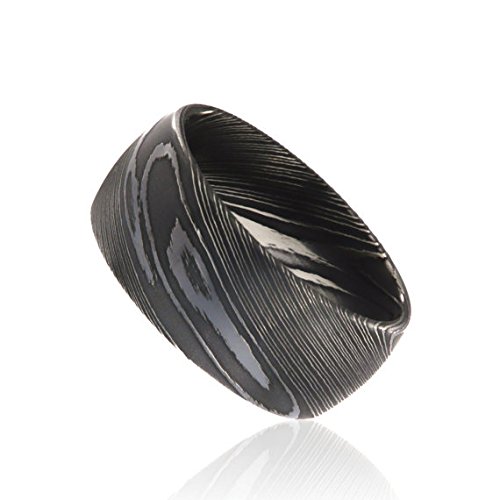 10mm Damascus Steel Ring for Men - Premium Handcrafted Jewelry, Durable & Stylish Wedding Band, Anniversary Gift for Him - Perfect for Engagements, Weddings & Special Occasions