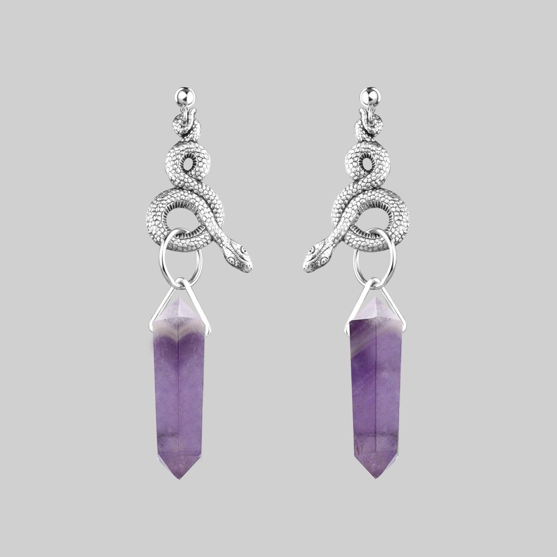 MERTLE Snake Wrap Amethyst Earrings for Women - Elegant Purple Gemstone Jewelry - Perfect for Parties, Weddings & Special Occasions
