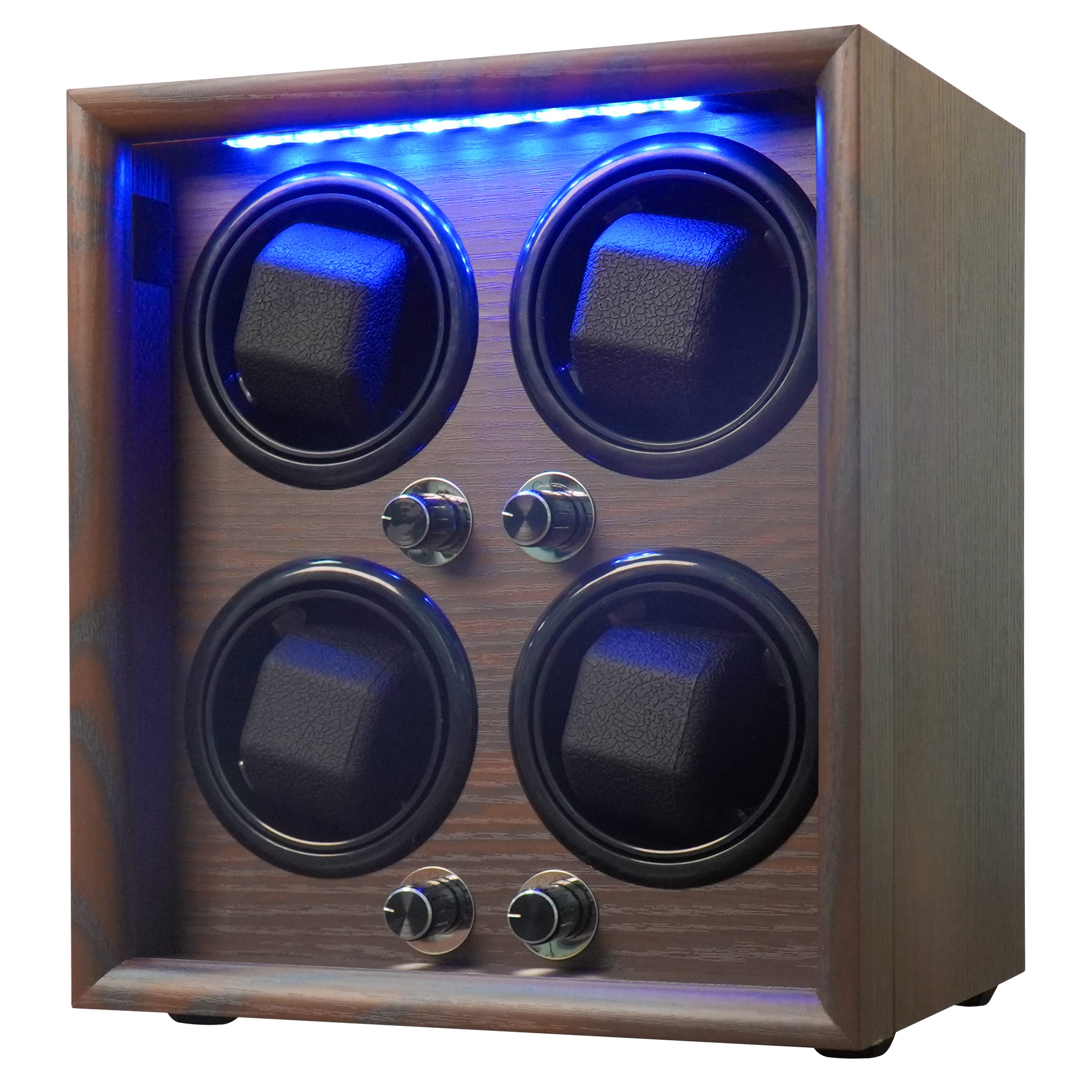Oryx 4 Automatic Watch Winder with 5 Rotation Modes - Super Quiet Mabuchi Motor, LED Display, USB Powered Wooden Watch Case for Men - Perfect for Travel, Office & Luxury Watch Storage