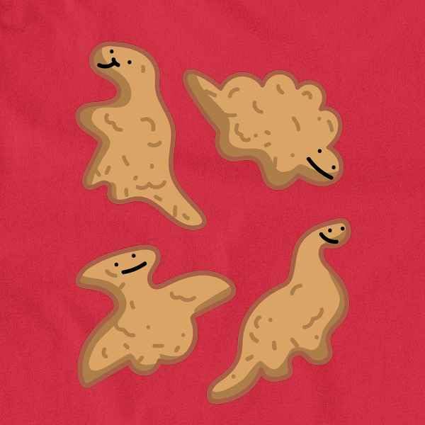 Pop Threads Kawaii Dino Nuggies Chicken Nuggets Funny Cute Graphic T-Shirt for Men - Trendy Casual Tee for Dinosaur Lovers, Gaming & Anime Fans - Perfect for Everyday Wear, Cosplay & Gift Giving