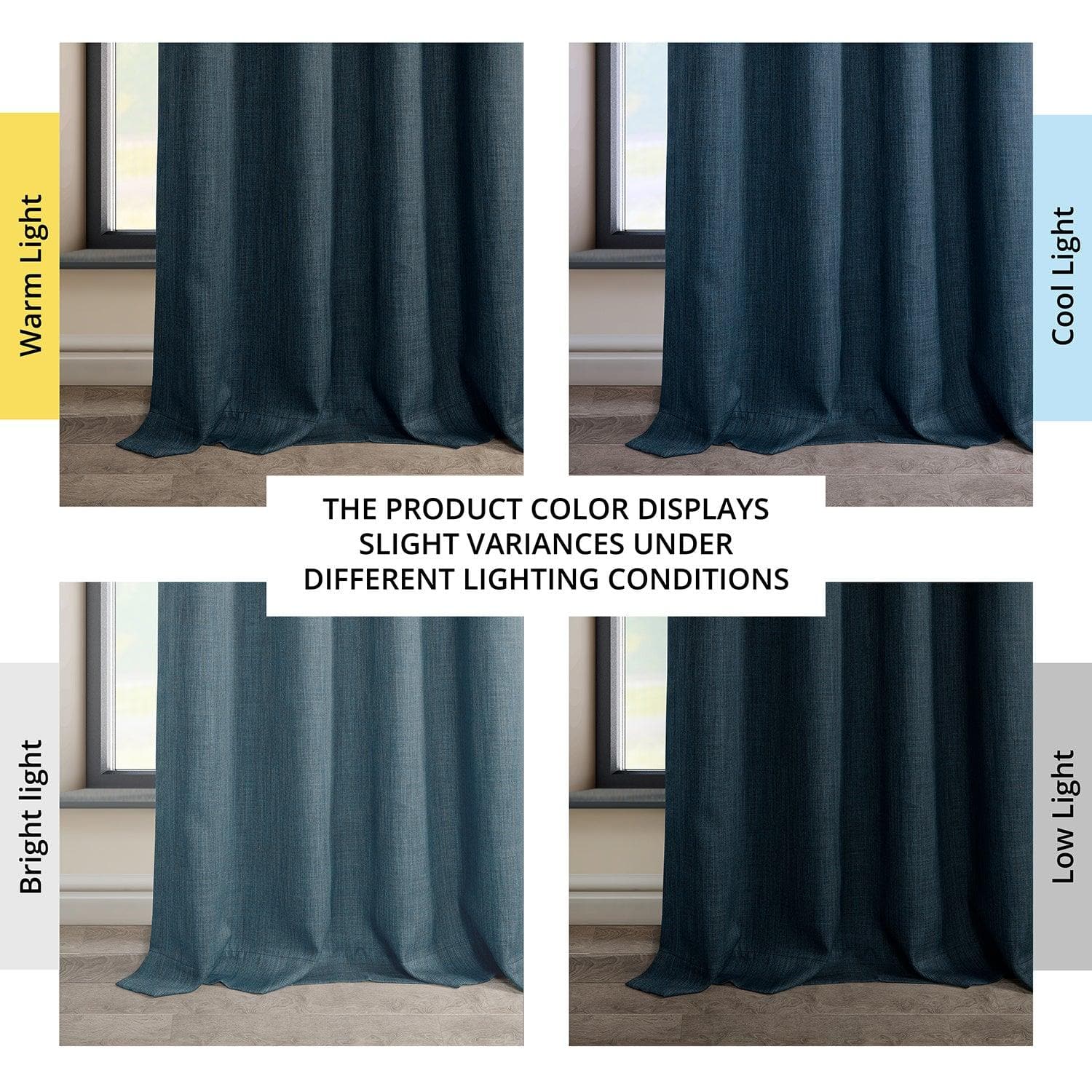 Story Blue Grommet Textured Faux Linen Blackout Curtains for Bedroom & Living Room - Light Blocking Window Treatment for Better Sleep