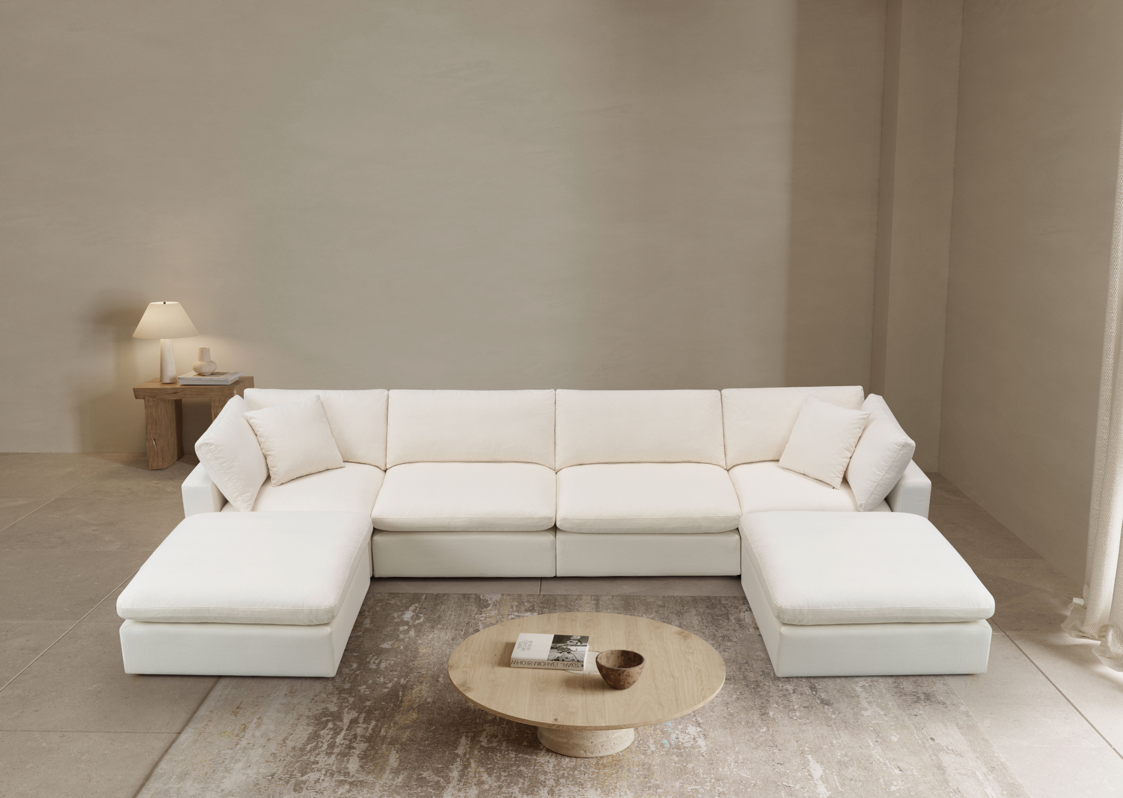 Modular 6-Piece Sectional Sofa Set in Sol Ivory - Modern L-Shaped Couch for Living Room, Family Room & Lounge Areas
