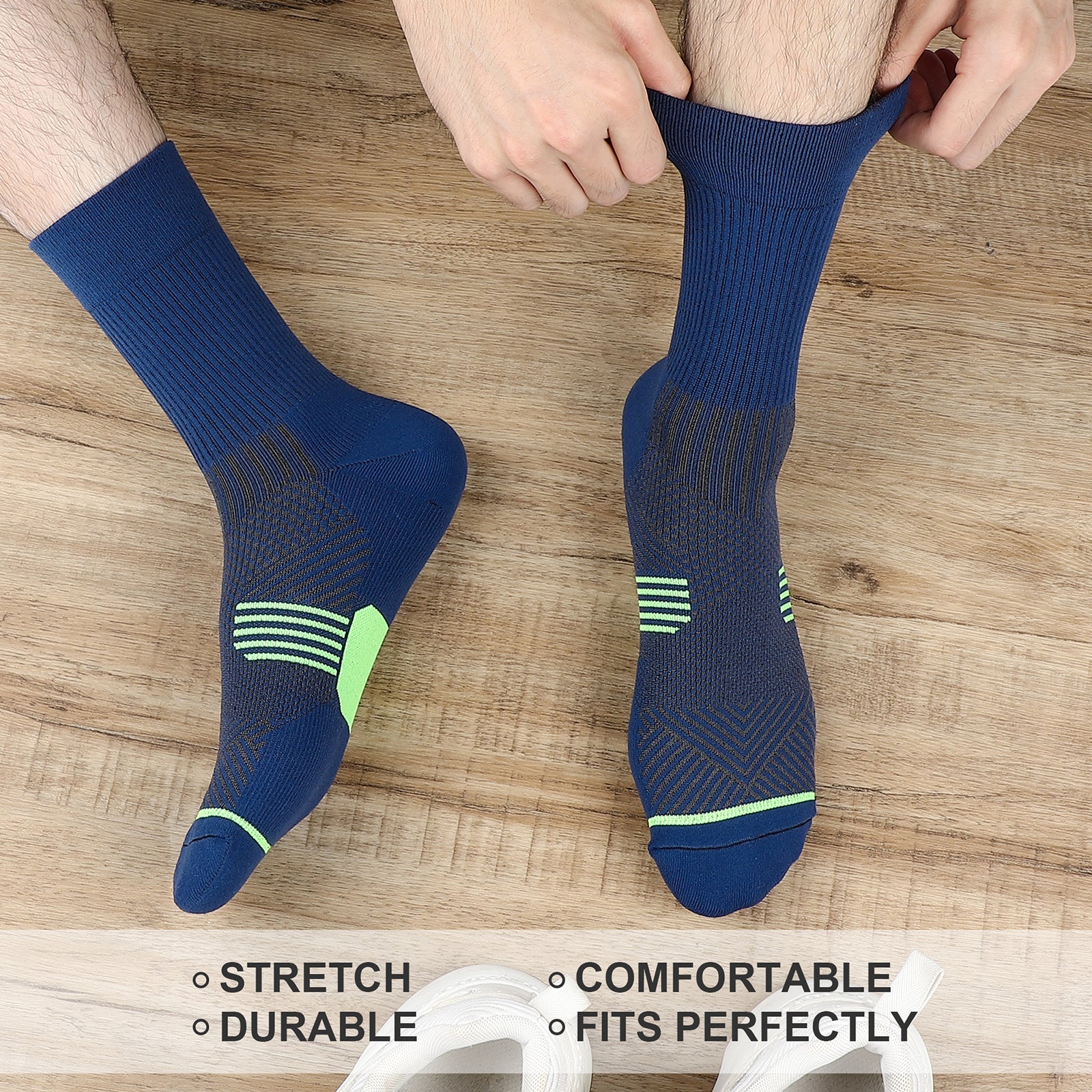 GECKOMAN x PAPLUS Compression Athletic Crew Socks for Men & Women - Moisture-Wicking Performance Socks for Running, Hiking & Sports - Best Workout Socks for Athletes