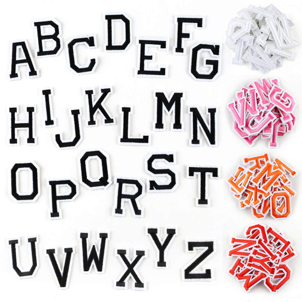 Healifty 26pcs White Alphabet Letter Stickers - DIY Sewing Applique Patches for Shoes, Clothes & Crafts - Perfect for Kids' Shoe Decoration & Personalized Clothing Projects