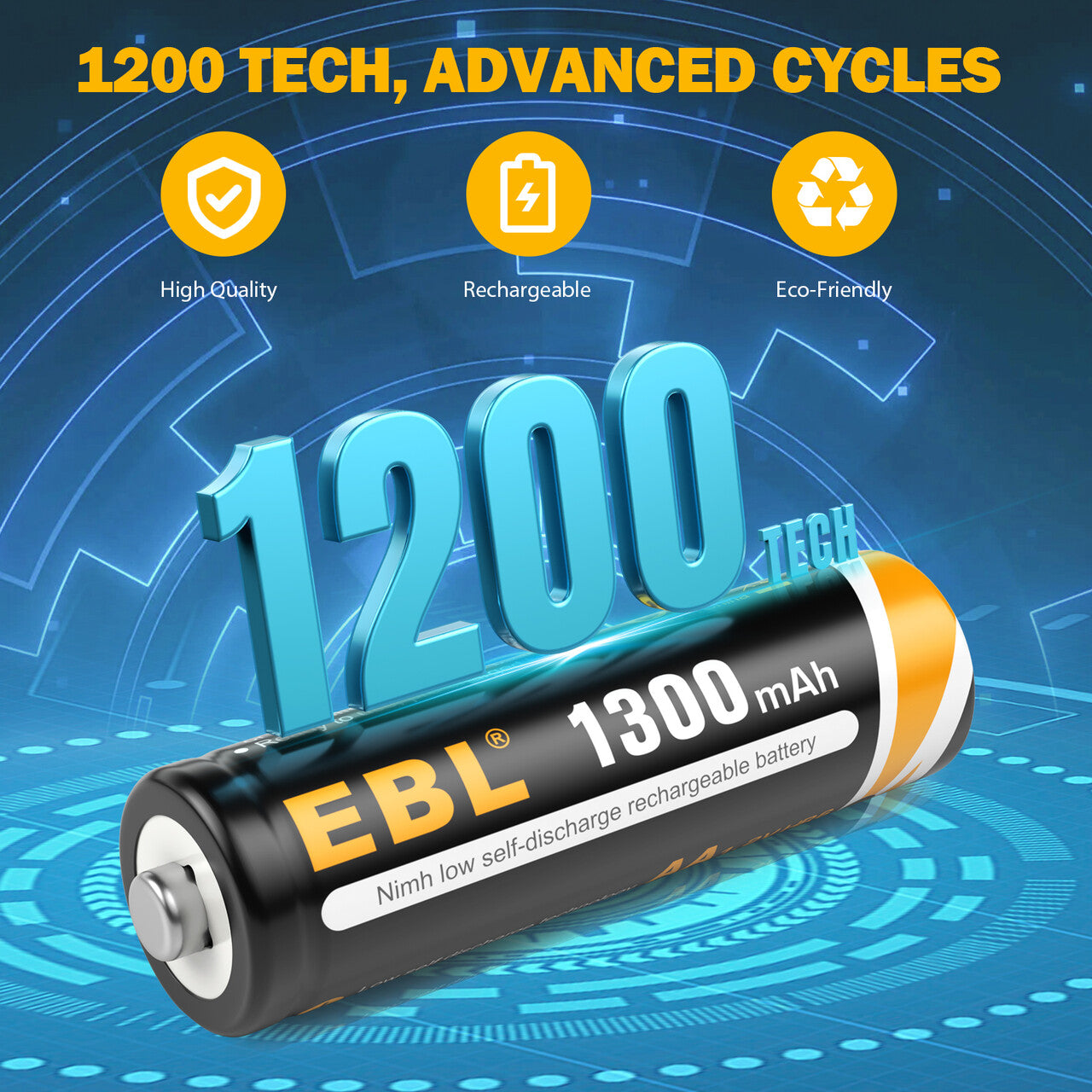 EBL AA Rechargeable Batteries 8 Pack - 2800mAh High Capacity NiMH Batteries for Solar Lights, Outdoor Garden Lights, Flashlights & Electronic Devices - Long Lasting Power Supply