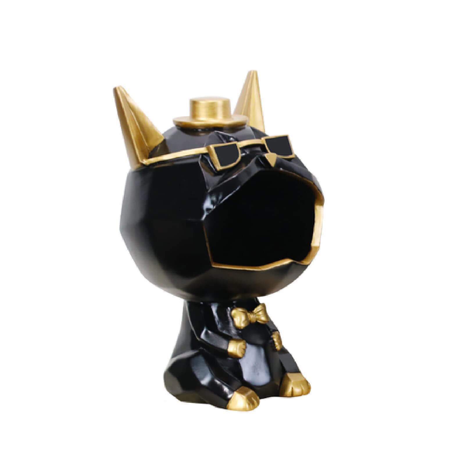 Big Mouth Bulldog Key Bowl - Resin Dog Sculpture Decorative Figurine with Storage Tray for Coins, Candy & Snacks | Unique Home Table Decor & Artware (Black) - Perfect for Entryway, Living Room & Office Organization