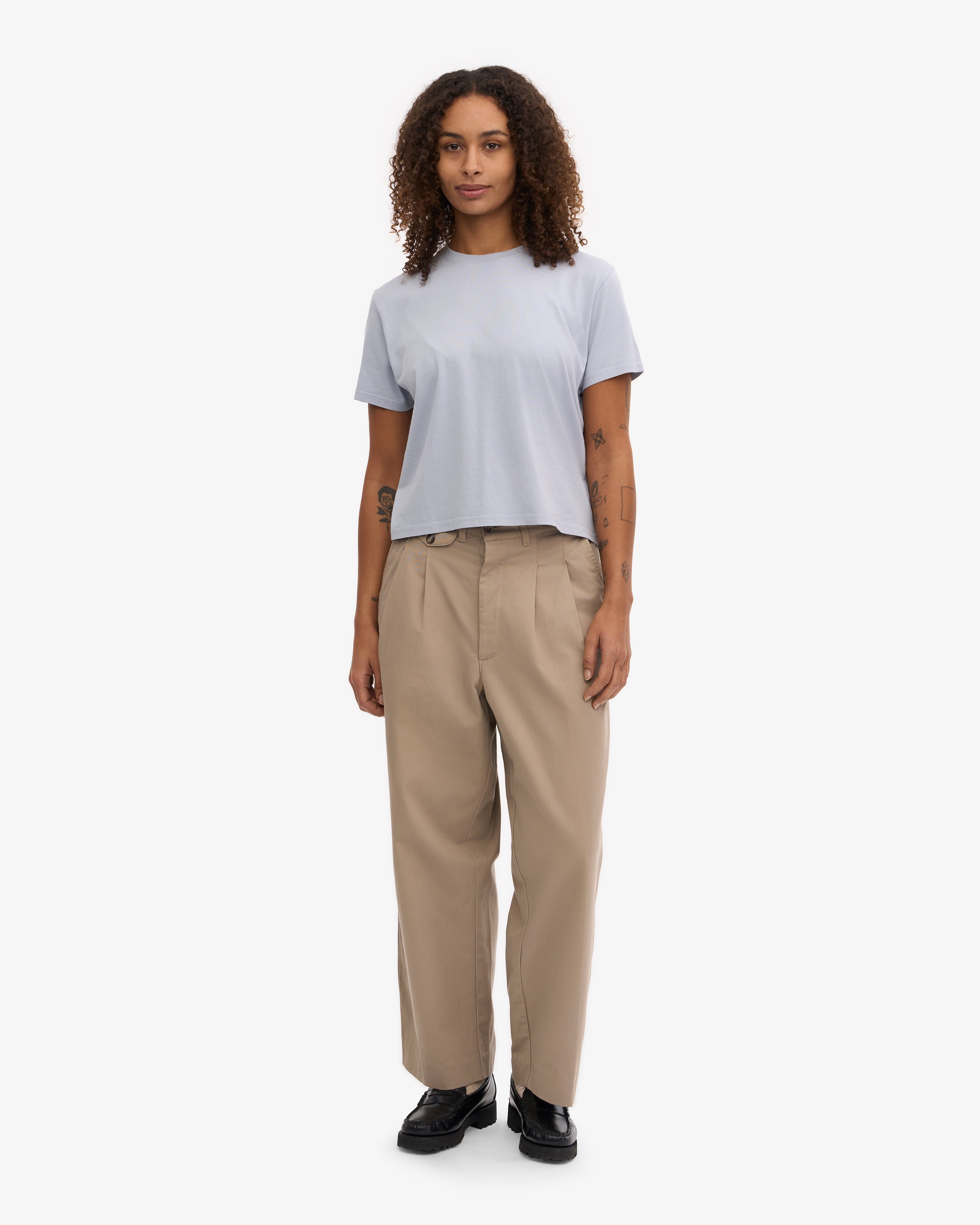 Organic Boxy Crop Tee - Polar Blue | Women's Casual Short Sleeve T-Shirt | Perfect for Yoga, Beach & Everyday Wear