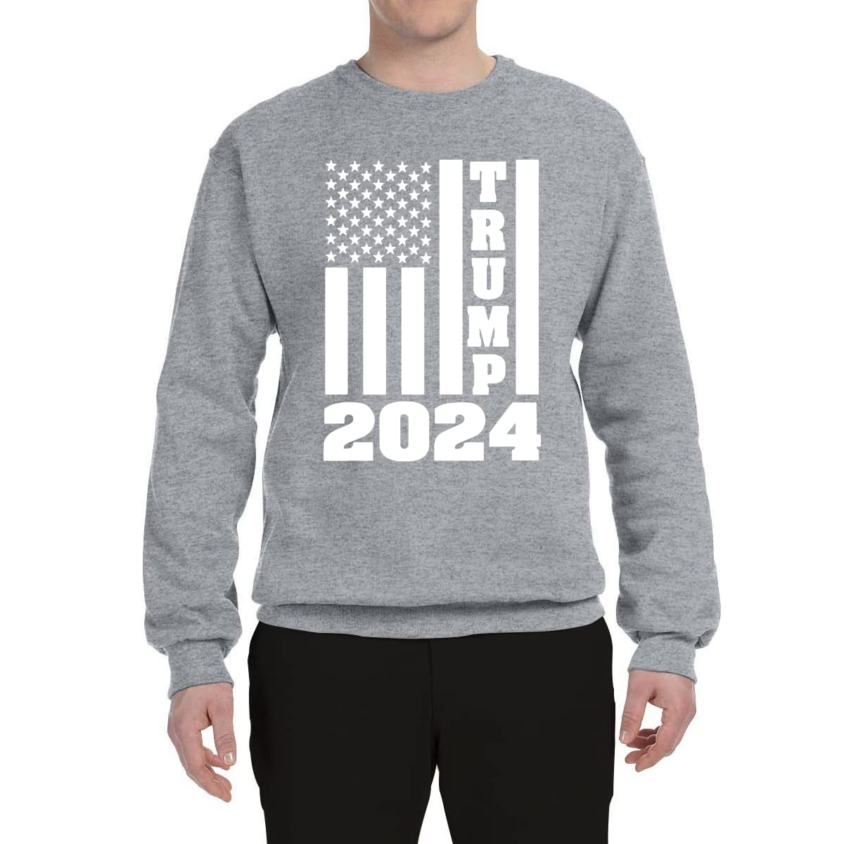 Wild Bobby Trump 2024 USA Flag Re-Election Graphic Sweatshirt - Patriotic Unisex Crewneck Pullover for Political Supporters & Campaign Events