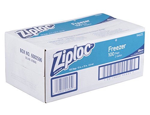 Ziploc Commercial Resealable Freezer Bags - 2 Gallon (13 x 15.5 Inches) Clear Heavy Duty Storage Bags with Zipper Seal - Perfect for Freezing Food, Meal Prep & Bulk Storage