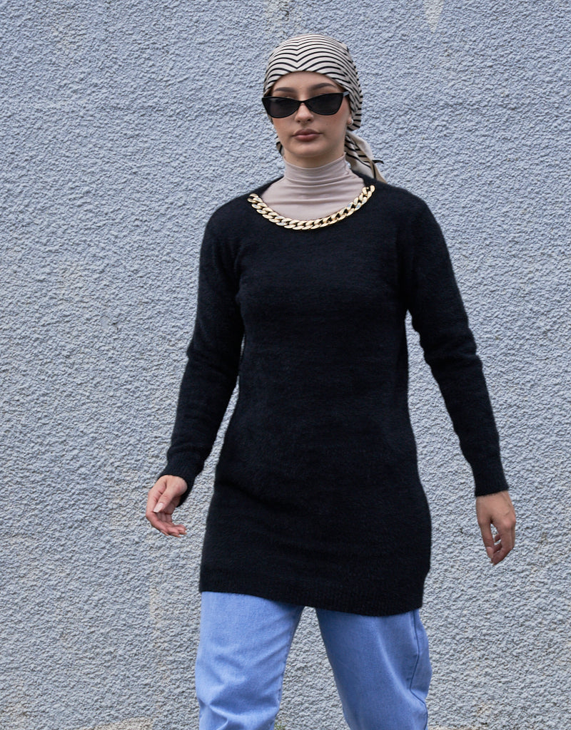 Women's Long Woolen Chain Knit Top - Soft & Stylish Winter Sweater for Casual Wear & Layering