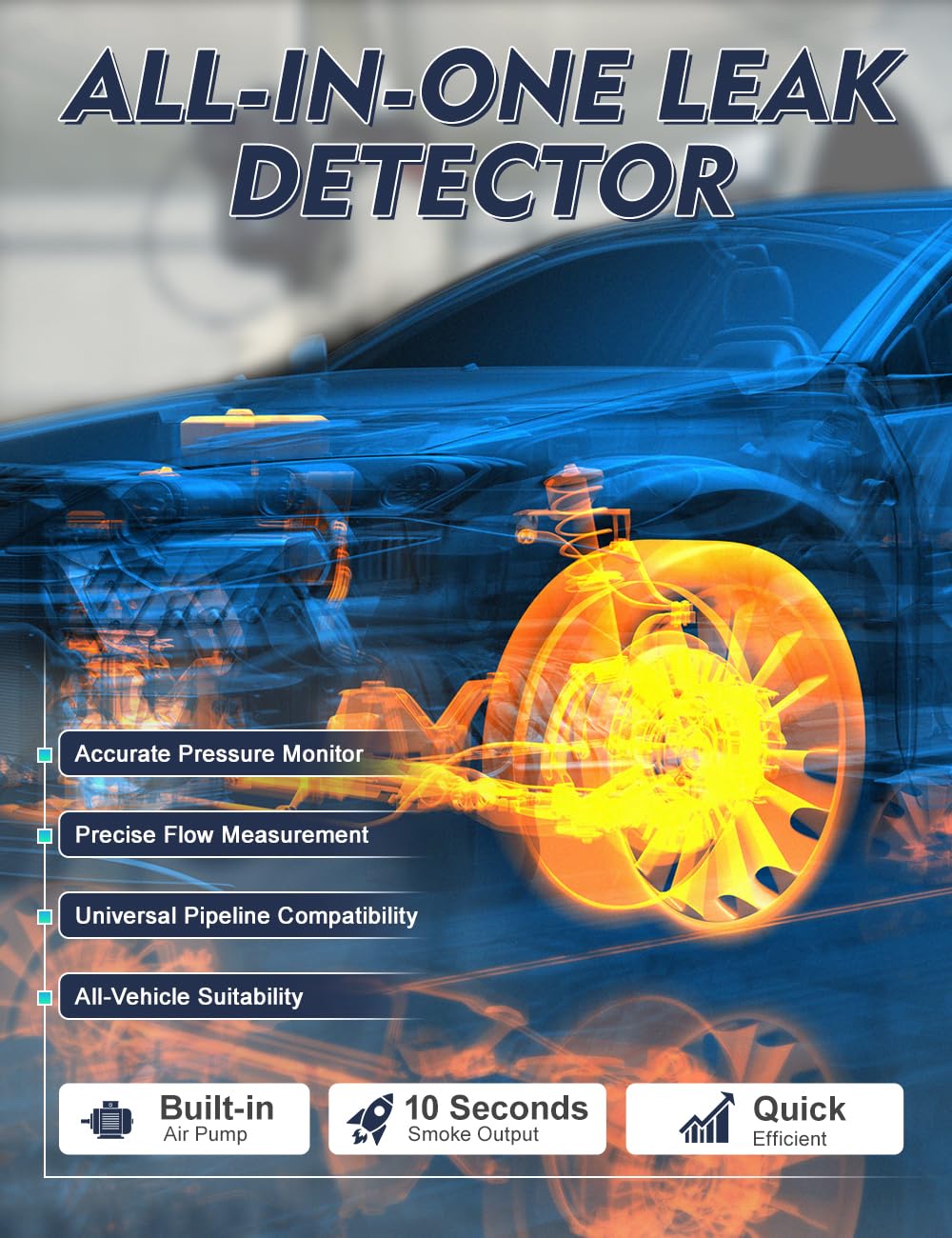 12V DC Automotive EVAP Smoke Machine - Vacuum Leak Detector with Built-in Air Compressor for Car Pipe System Diagnosis | Perfect for Mechanics & DIY Auto Repair Shops