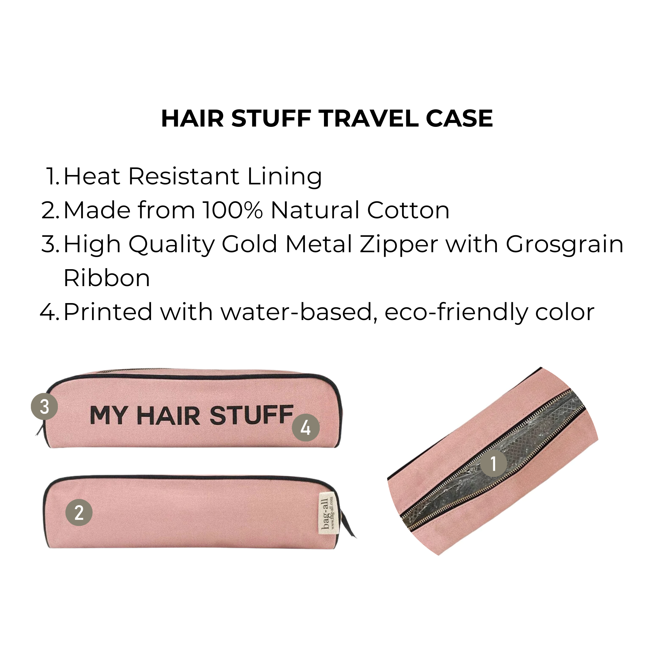 Pink/Blush Travel Hair Care Organizer - Portable Cosmetic Bag for Toiletries & Styling Tools | Perfect for Vacation, Gym & On-the-Go Styling