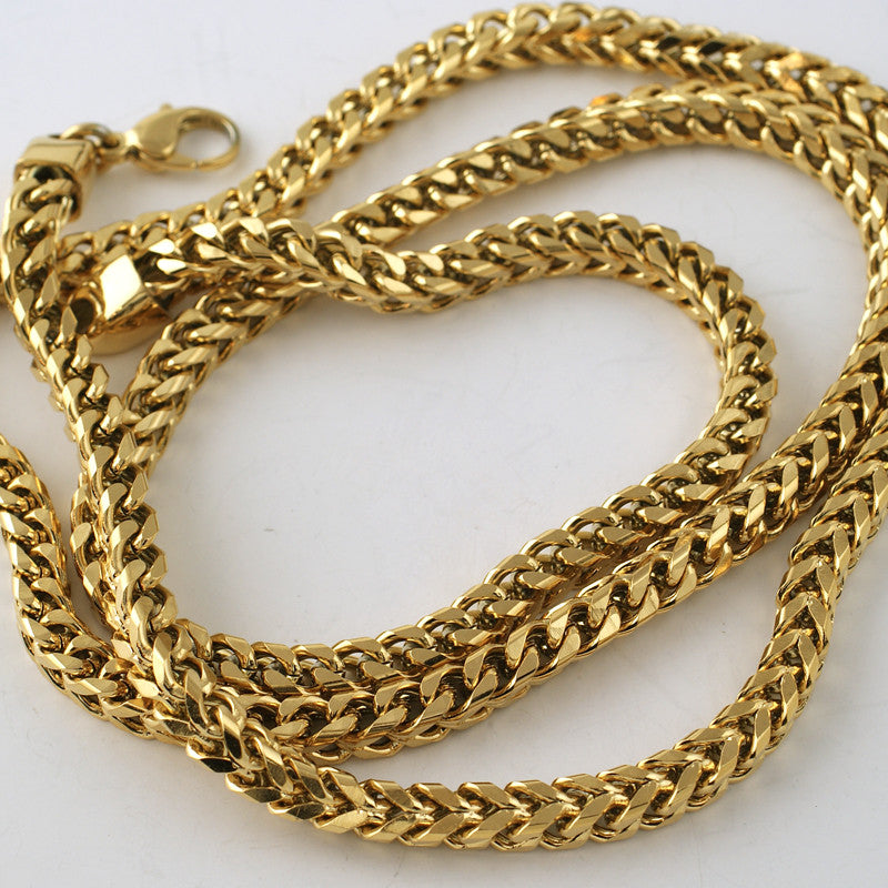 6mm Jumbo Stainless Steel Franco Chain Necklace for Men - 18K Gold Plated Cuban Link Chain - Perfect for Casual Wear, Layering & Gift Giving