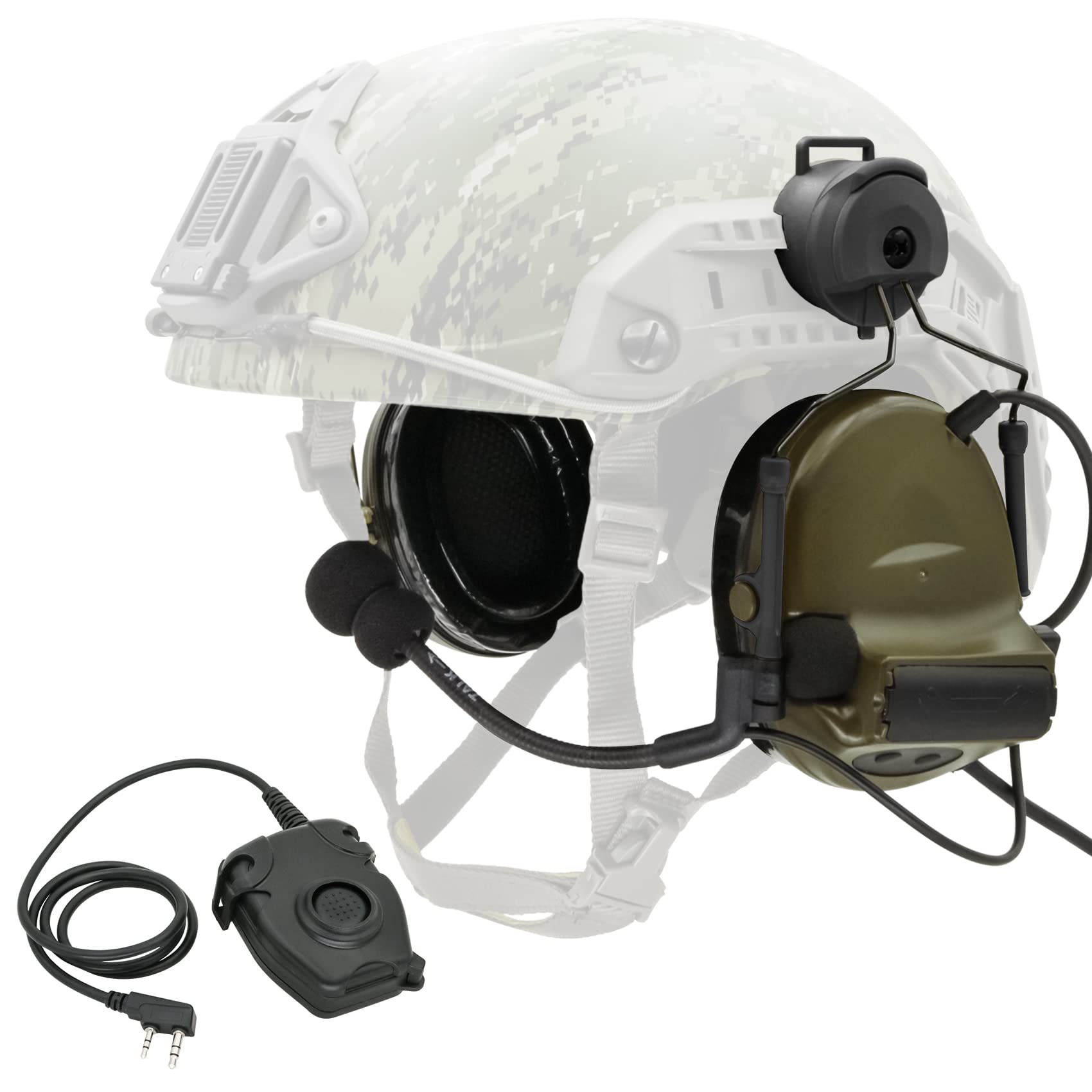 TSVISIONCORE COMTA 2 Tactical Headset with U94 PTT 2pin - Noise Canceling Headphones for Airsoft, Hunting, Outdoor Activities | Military & Tactical Communication Gear