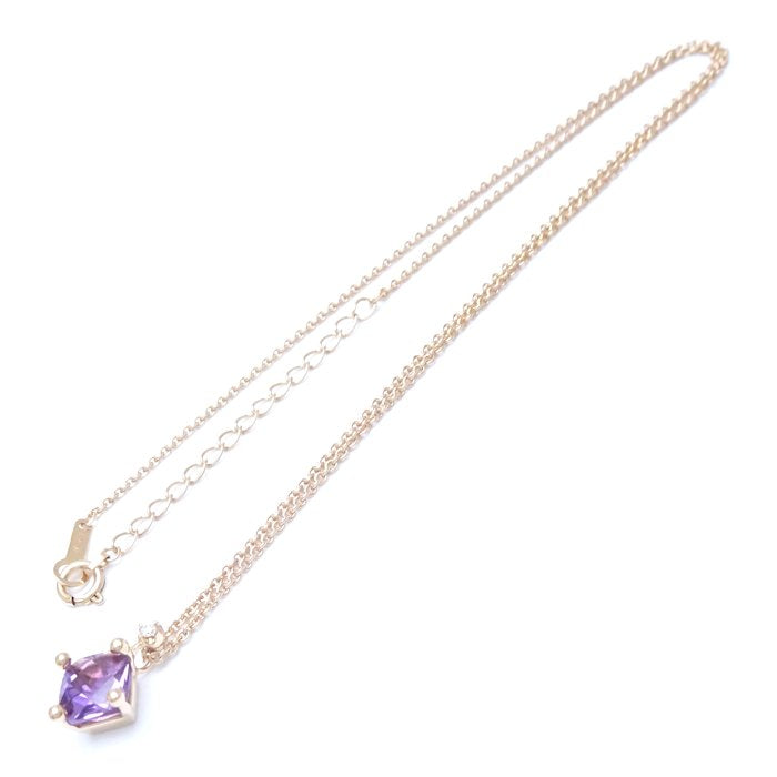 4℃ Amethyst Diamond Necklace K18PG - Elegant Purple Gemstone Jewelry for Women, Perfect for Weddings, Anniversaries & Special Occasions