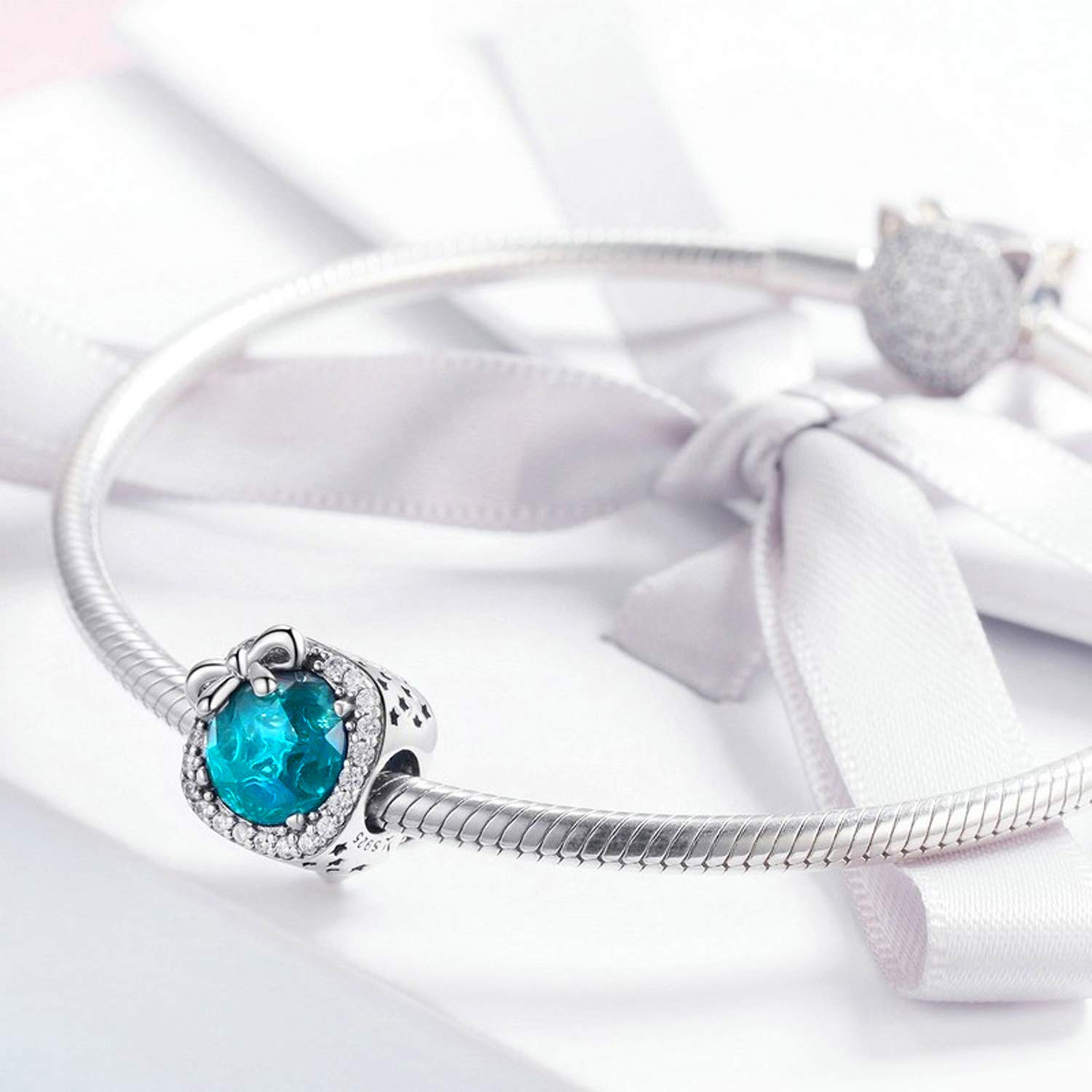 MUERDOU Birthstone Charm Bracelet & Necklace Pendant - Genuine Crystal Bowknot Jewelry for Women, Personalized Birthday Gift (April) | Perfect for Everyday Wear, Special Occasions & Gift Giving