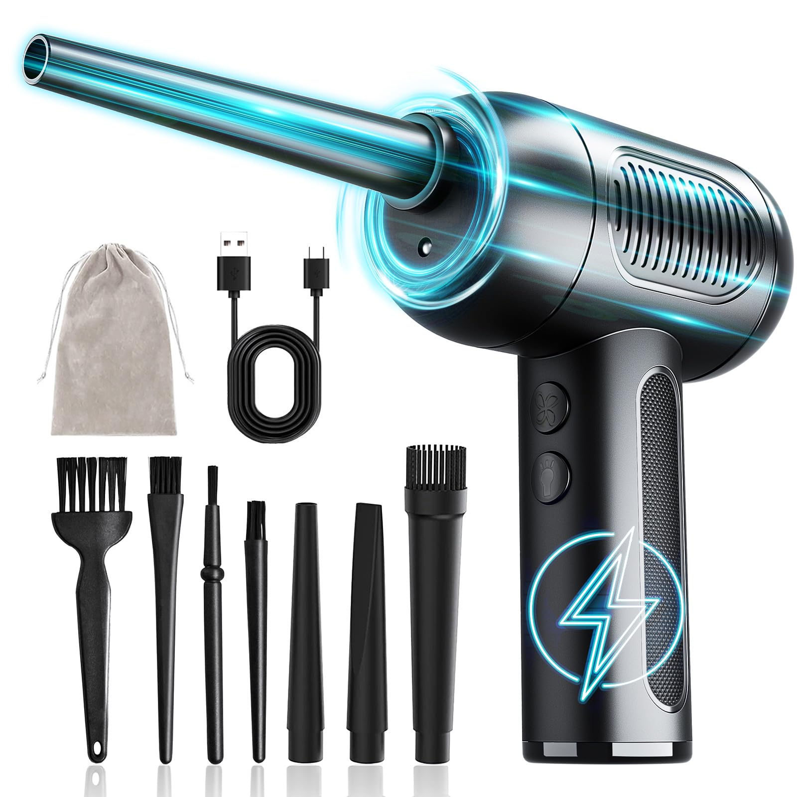 Compressed Air Dusters - Cordless Electric Keyboard Cleaner with 10000mAh Battery & 3-Speed Fast Charging | Portable Air Blower for Electronics, Computers, Office Equipment & Home Cleaning