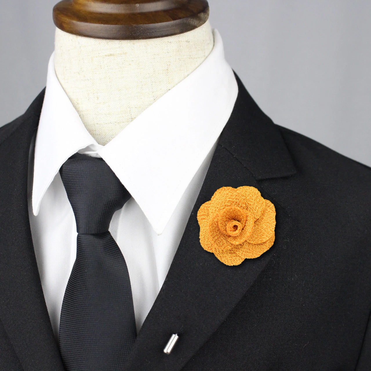 Mustard Yellow Floral Petal Lapel Pin - Elegant Boutonniere for Weddings, Prom, Suits & Formal Events