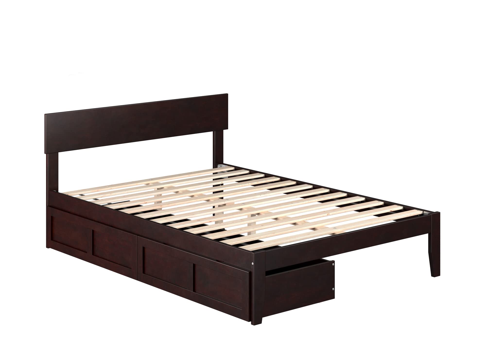 AFI Boston Full Size Platform Bed with Storage Drawers in Espresso - Modern Wooden Bed Frame with Underbed Storage for Small Spaces - Perfect for Apartments, Dorms & Guest Rooms