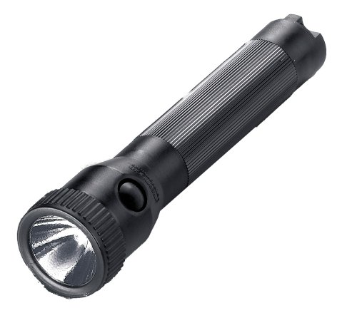 Streamlight 76306 PolyStinger LED Flashlight with AC/DC Charger & Piggyback Holder - High Lumens, Durable Black Tactical Light for Police, Security & Emergency Use