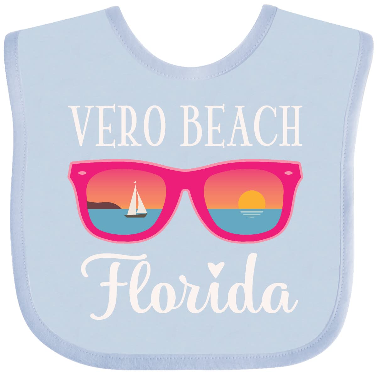 Inktastic Vero Beach Florida Vacation Trip Baby Bib - Soft Cotton Drool Bib for Infants & Toddlers - Perfect for Beach Trips, Family Vacations & Daily Use