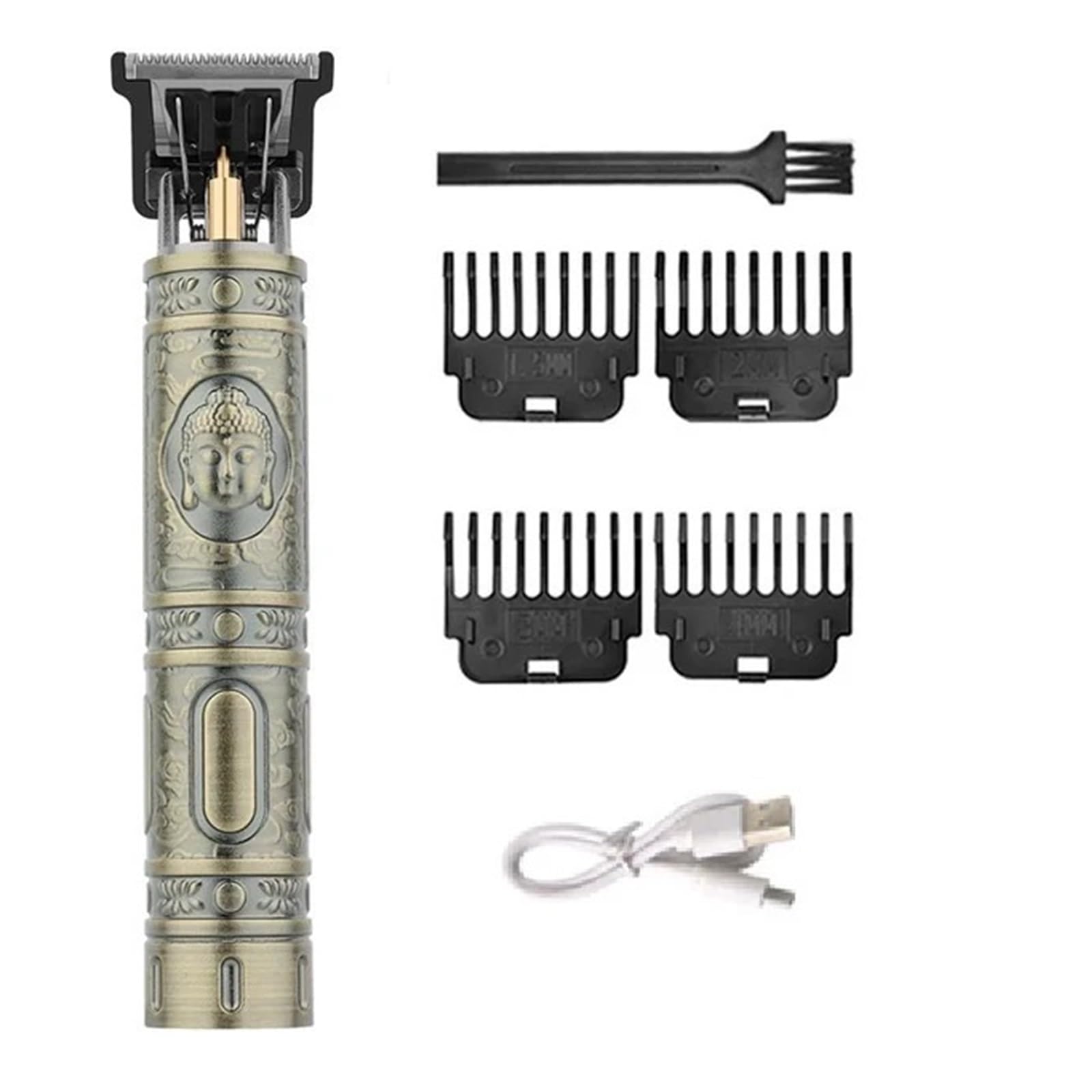 Vintage Electric Shaver & Hair Trimmer for Men - Cordless Barber Hair Clipper with T9 Razor, Beard Shaving Machine, Buddha-no Box - Perfect for Home Grooming, Travel & Professional Use