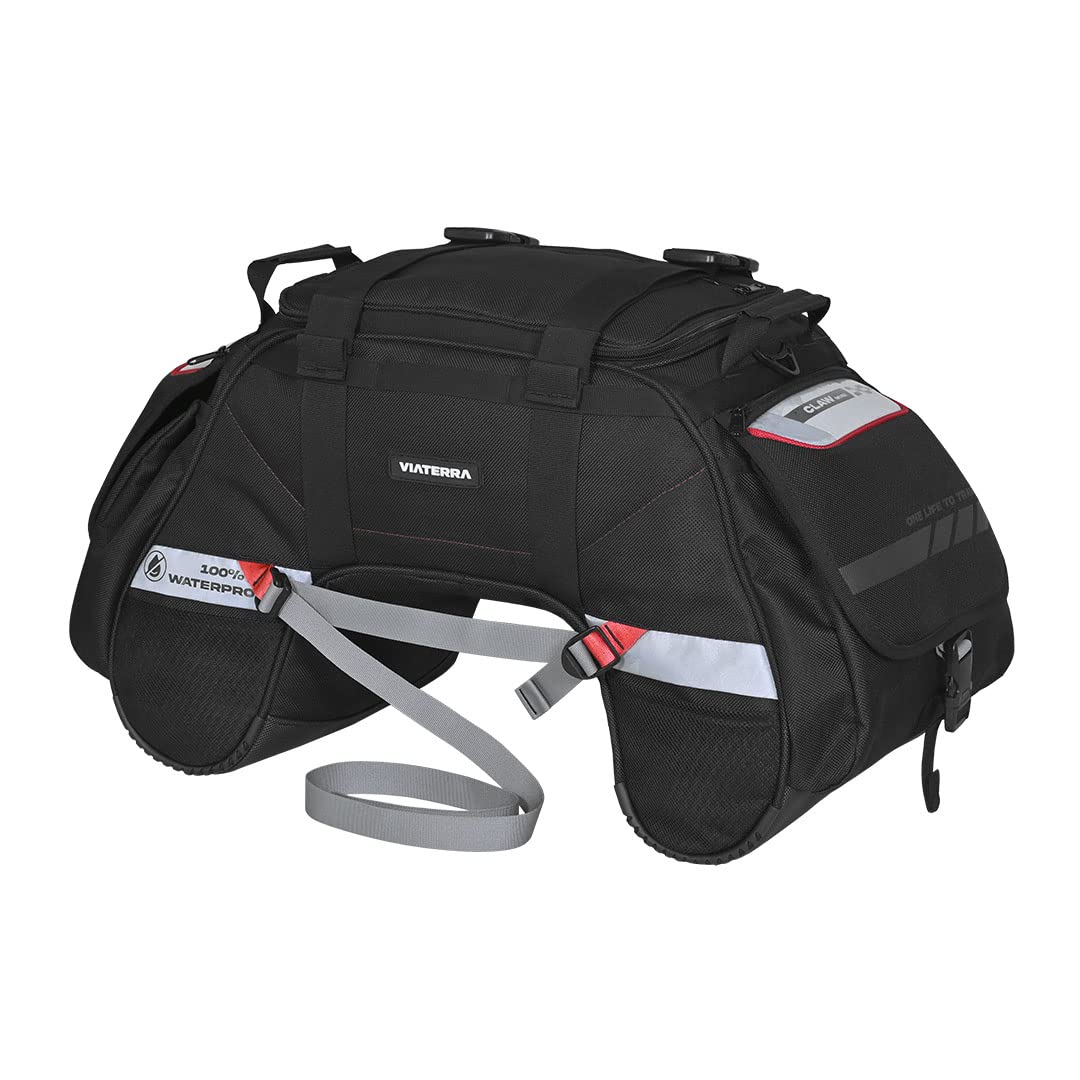 ViaTerra 100% Waterproof Motorcycle Tail Bag - Universal Fit for All Bikes, No Modifications Needed, Black | Durable Travel Accessory for Commuting, Road Trips & Adventure Riding