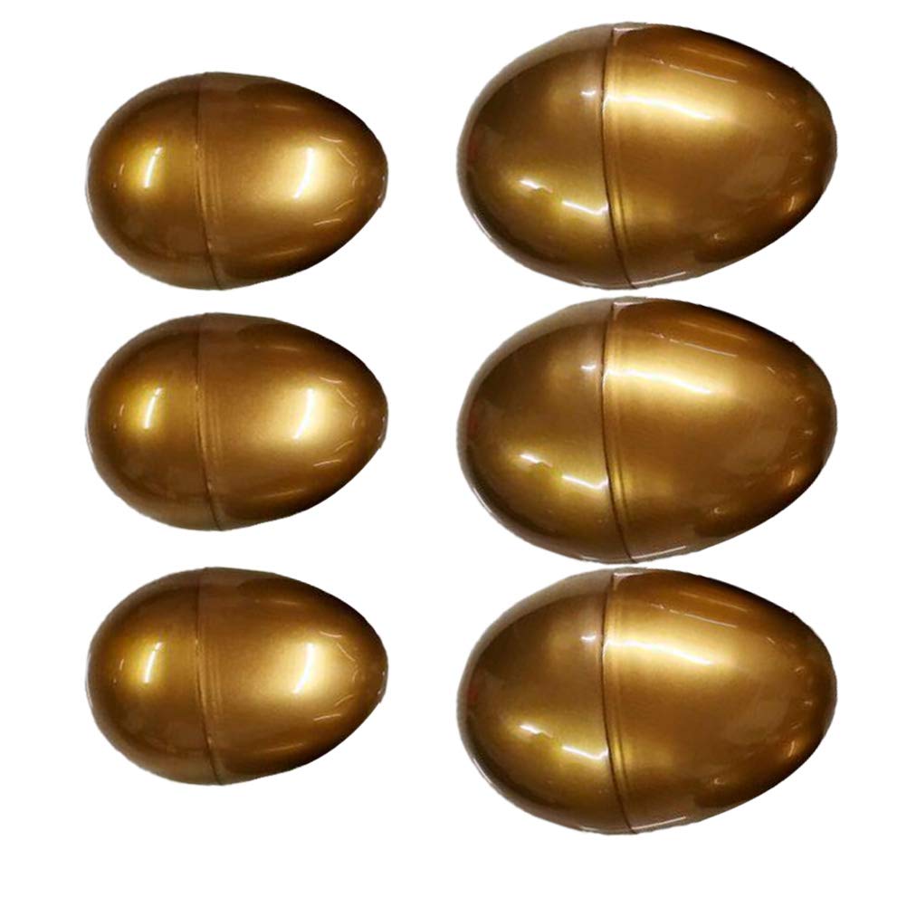 LUOZZY 6-Piece Plastic Easter Eggs - Empty Hollow Eggshells for Kids Easter Egg Hunt, DIY Decorations & Party Favors (Golden) - Perfect for Easter Celebrations, Classroom Activities & Spring Crafts