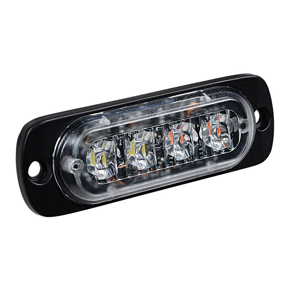100pcs Amber/White Ultra Slim 12W 4-LED Warning Emergency Strobe Lights for Vehicles - Car, Truck, Jeep, 4x4, ATV, UTV, SUV, Van - Construction Zone Safety & Roadside Emergency Flashing Beacons