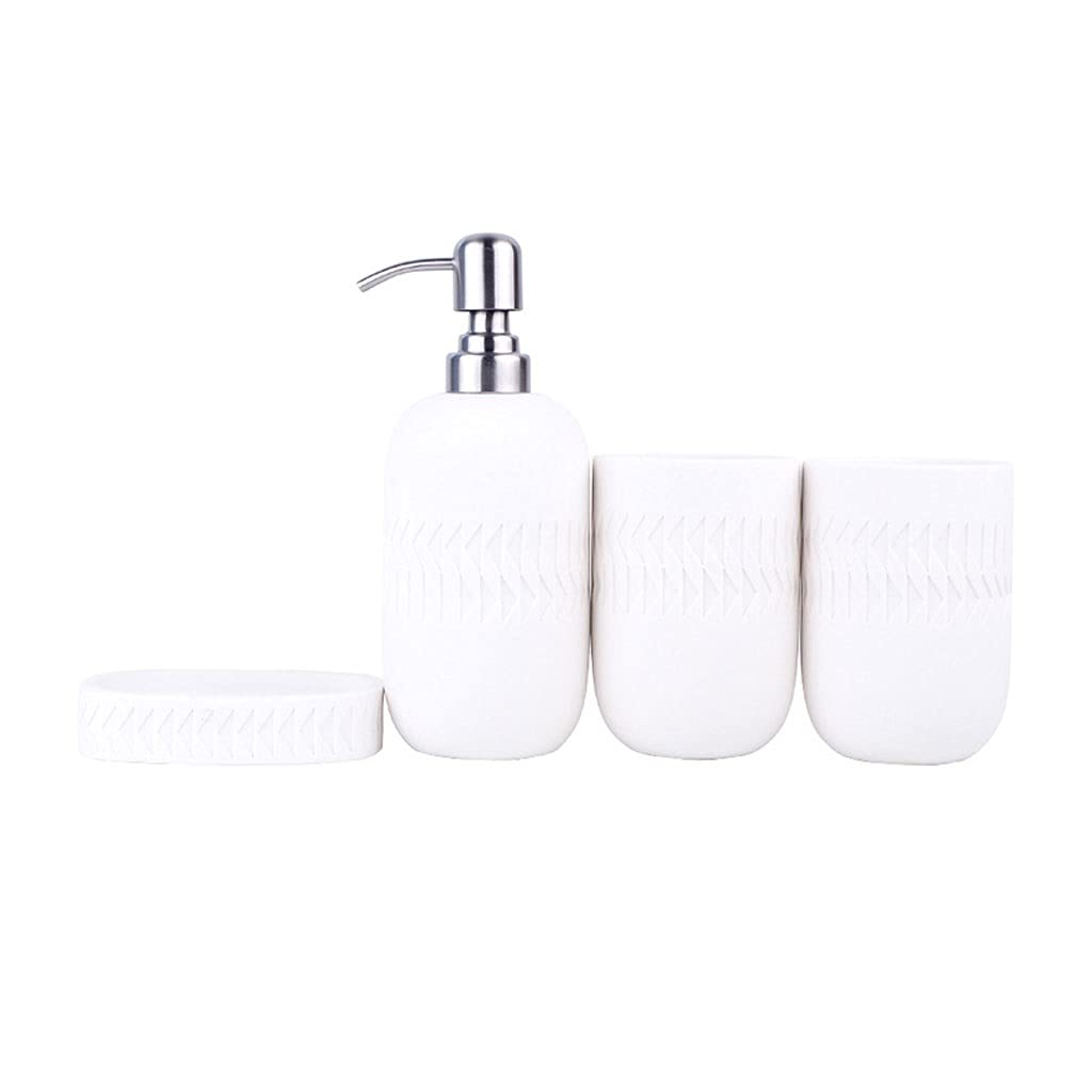 Luxury 4-Piece Stone Bathroom Accessory Set - Soap Dispenser, Toothbrush Holder, Soap Dish & Tumbler - Natural Stone Bathroom Decor for Modern Homes (Color: C) | Perfect for Spa-Style Bathrooms, Guest Suites & Luxury Hotel Decor