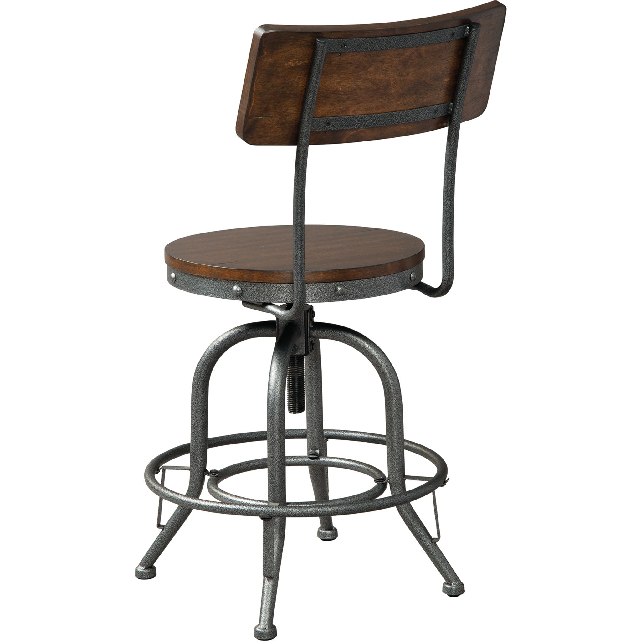 Bassello Bar Stool - Brown Wooden Counter Height Stool with Backrest (D284 224) - Perfect for Kitchen Island, Breakfast Bar & Home Pub Decor