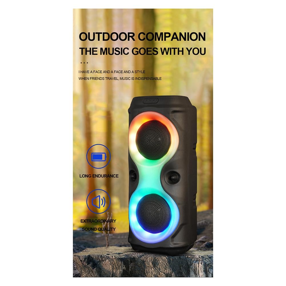 Portable Wireless Bluetooth Speaker with Powerful Bass & Subwoofer - Waterproof Outdoor Speaker for Home, Travel, Parties & Karaoke | High Volume Desktop Speaker for Music & Entertainment