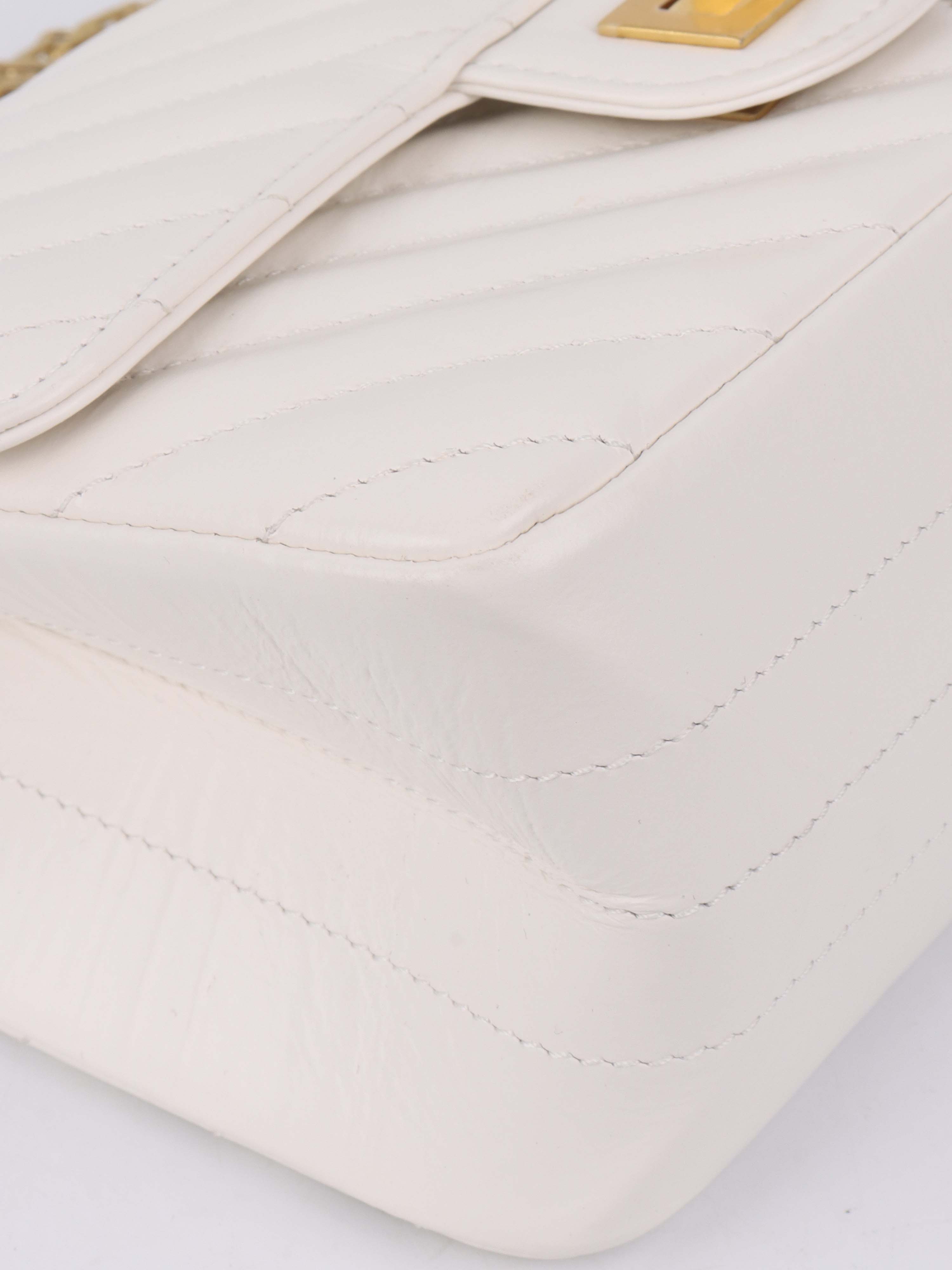 Chanel Small White Chevron 2.55 Classic Flap Bag - Luxury Designer Handbag for Women, Perfect for Everyday Use & Special Occasions