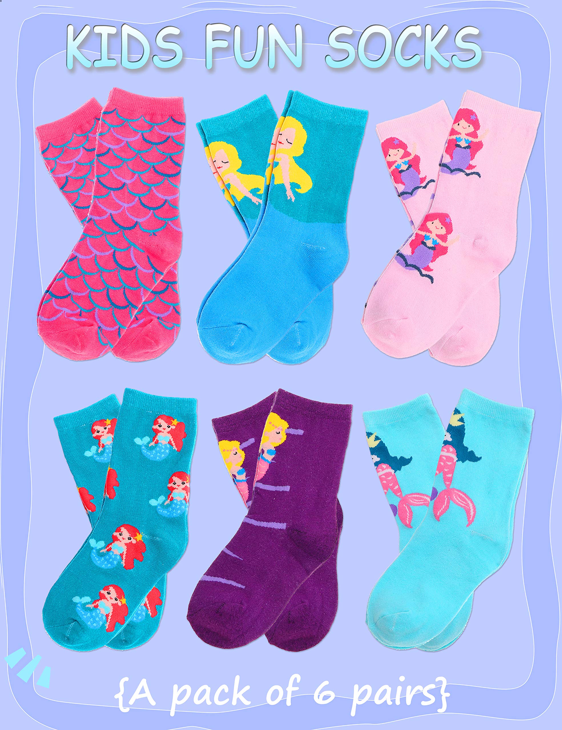 **Anlisim Girls Socks 6-Pack - Cute Animal Print Cotton Socks for Kids, Soft & Comfortable, Novelty Cartoon Design - Perfect for School, Play & Everyday Wear**