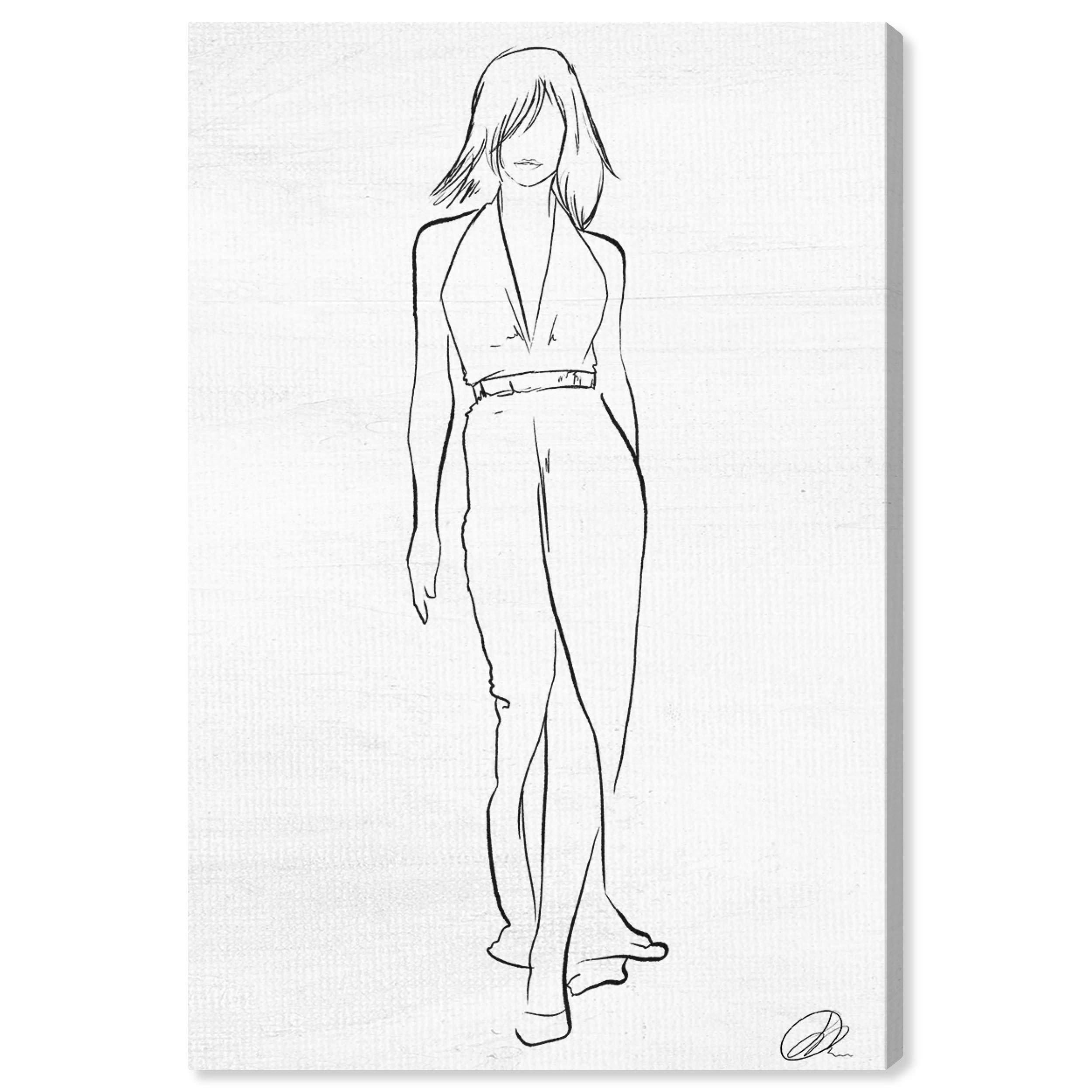 Oliver Gal Artist Co. Fashion Sketch V - Glamorous Wall Art Canvas Prints for Home & Office Decor | Modern Fashion Illustration Artwork