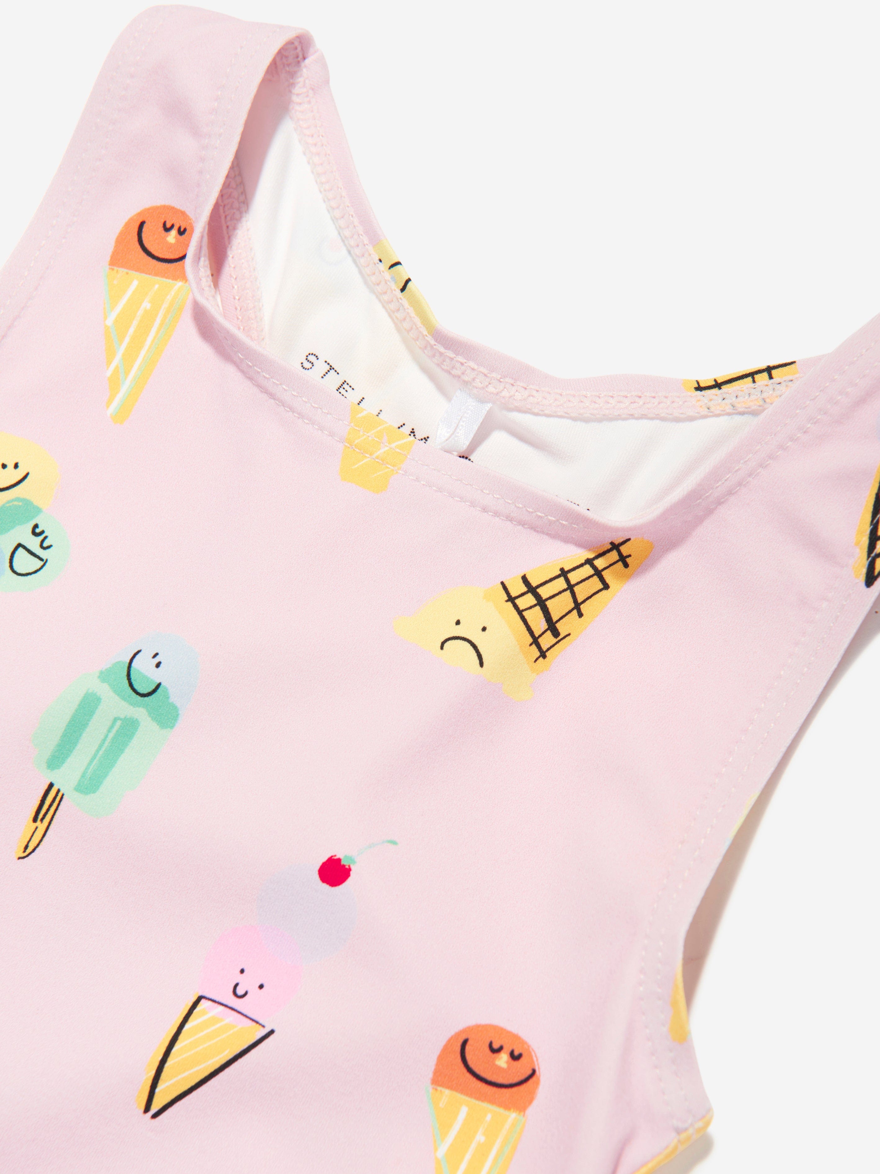 Adorable Pink Ice Cream Print Baby Girls Swimsuit - UV Protection Swimwear for Toddler Beach & Pool Play