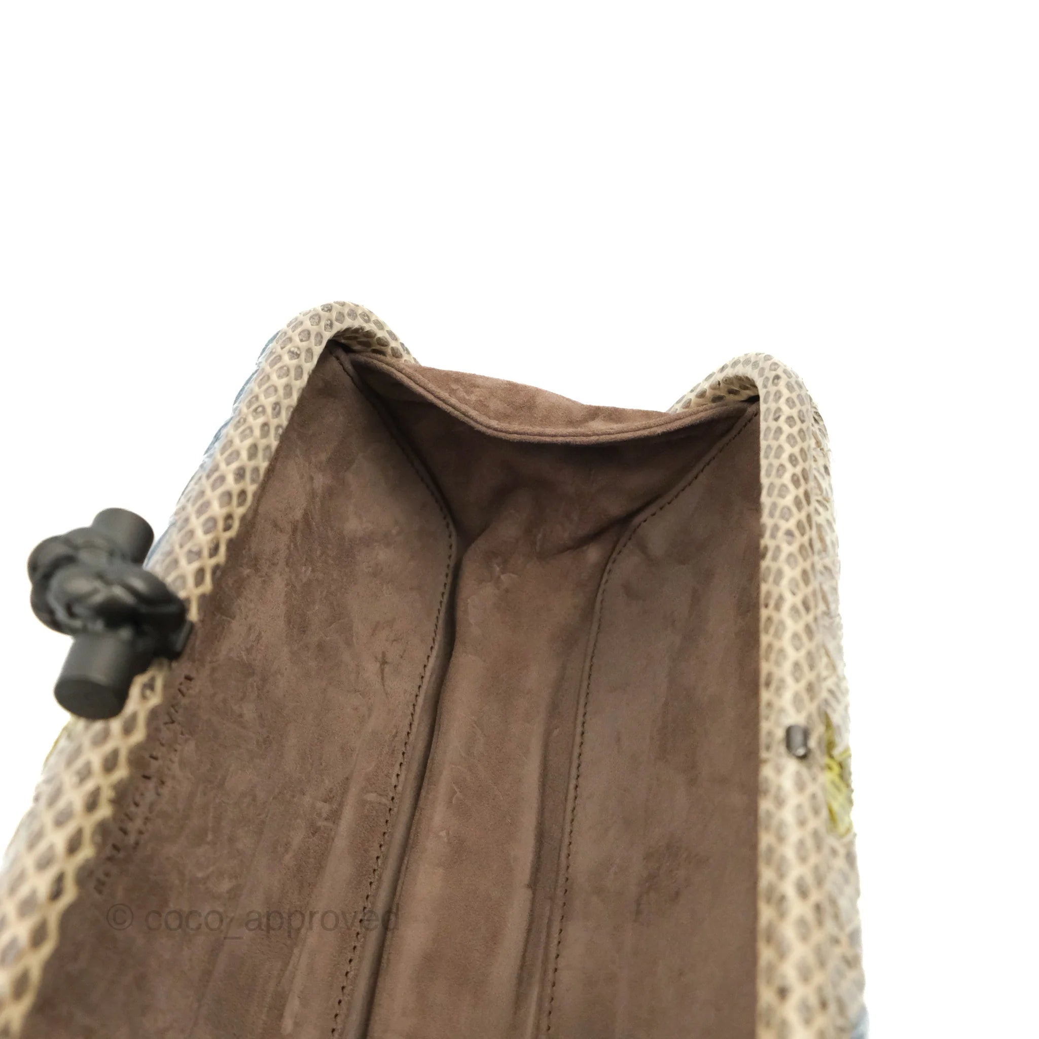 Bottega Veneta Ayers Intreccio Stretch Knot Clutch Python Leather Handbag - Luxury Designer Clutch for Evening Parties & Special Occasions