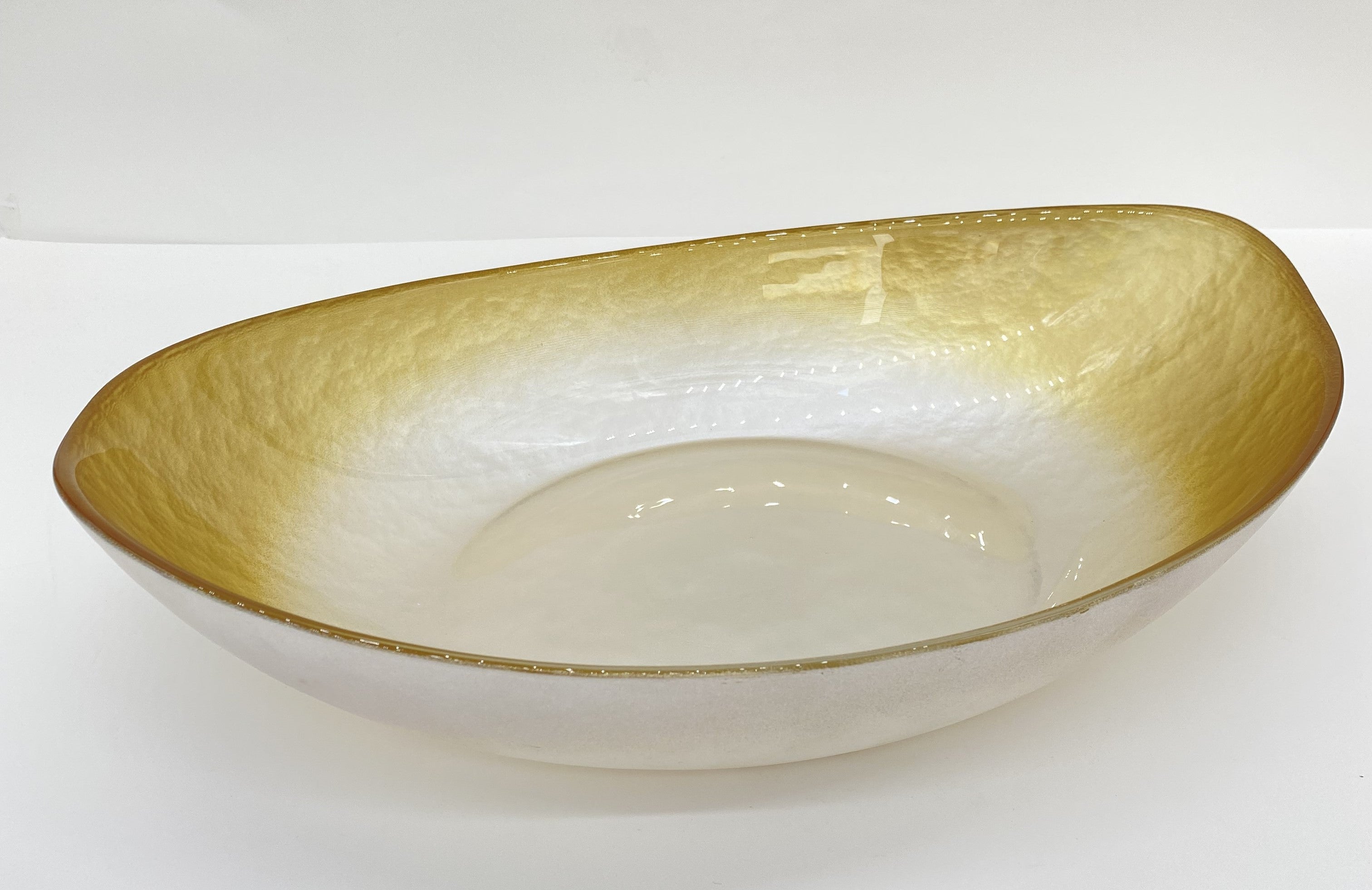 14x9x5 Inch Oval Bowl Pearl White & Gold - Elegant Serving Dish for Salads, Fruits, and Home Decor