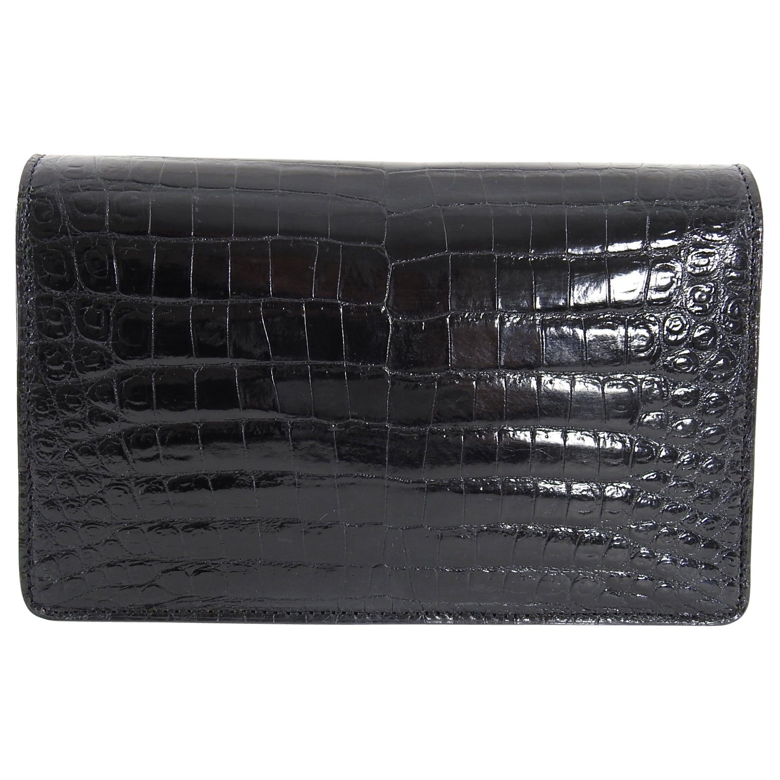 Vintage Celine Black Crocodile Box Shoulder Bag 1980s - Luxury Retro Handbag for Women, Perfect for Evening Parties & Special Occasions