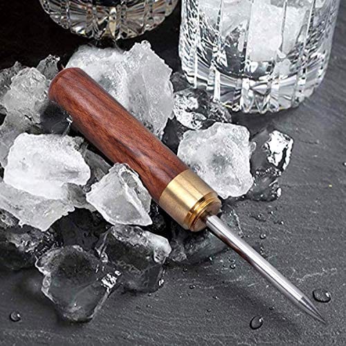 3-Piece Stainless Steel Ice Pick Set with Wooden Handle & Safety Cover - Professional Bar & Kitchen Tool for Bartenders, Restaurants, Picnics, Camping - Perfect for Crushing Ice, Cocktail Making & Outdoor Adventures