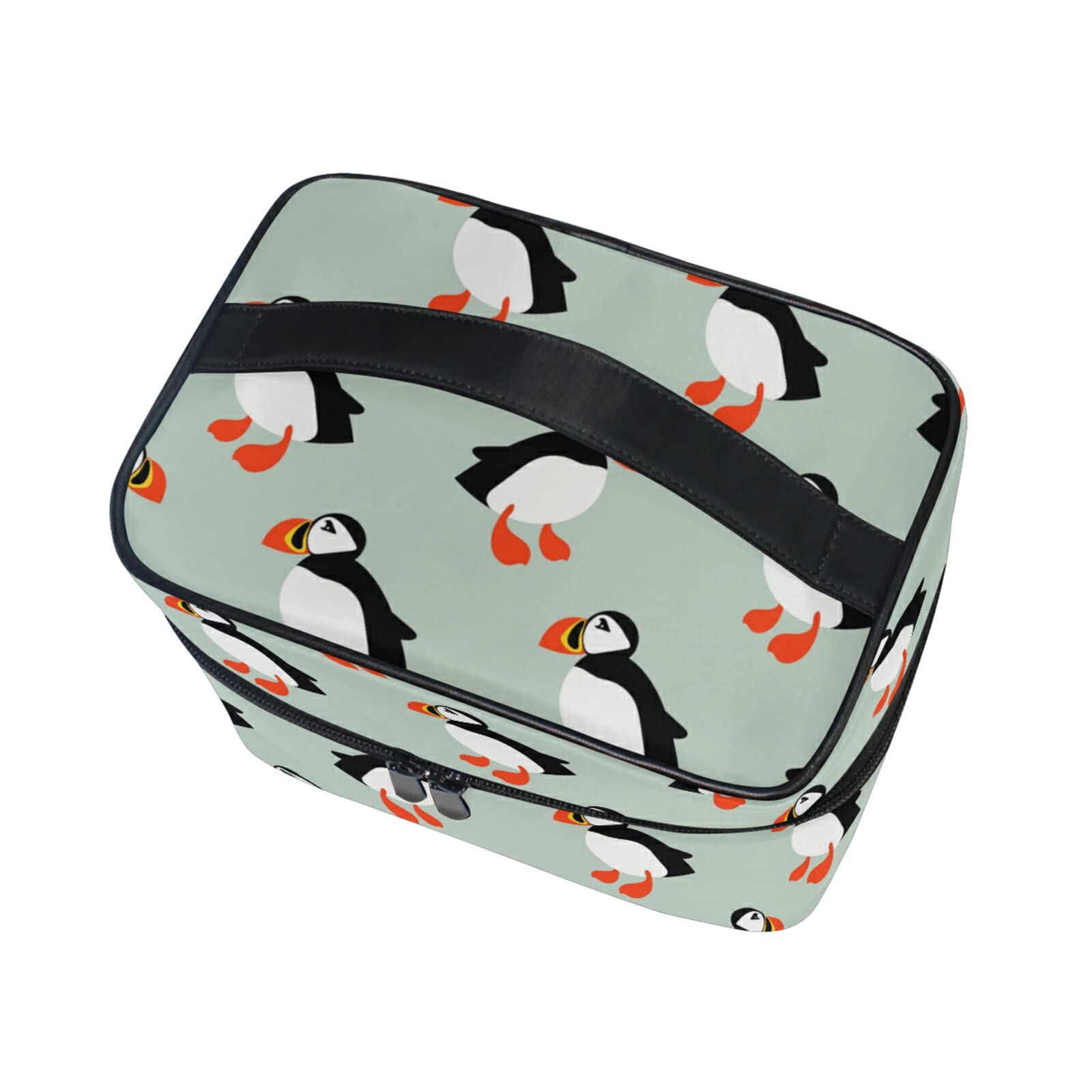 Moyyo Atlantic Ocean Cartoon Puffin Seabird Makeup Bag - Waterproof Cosmetic & Toiletry Organizer for Women, Girls, Kids - Perfect for Travel, Gym, Beach & Daily Beauty Essentials Storage