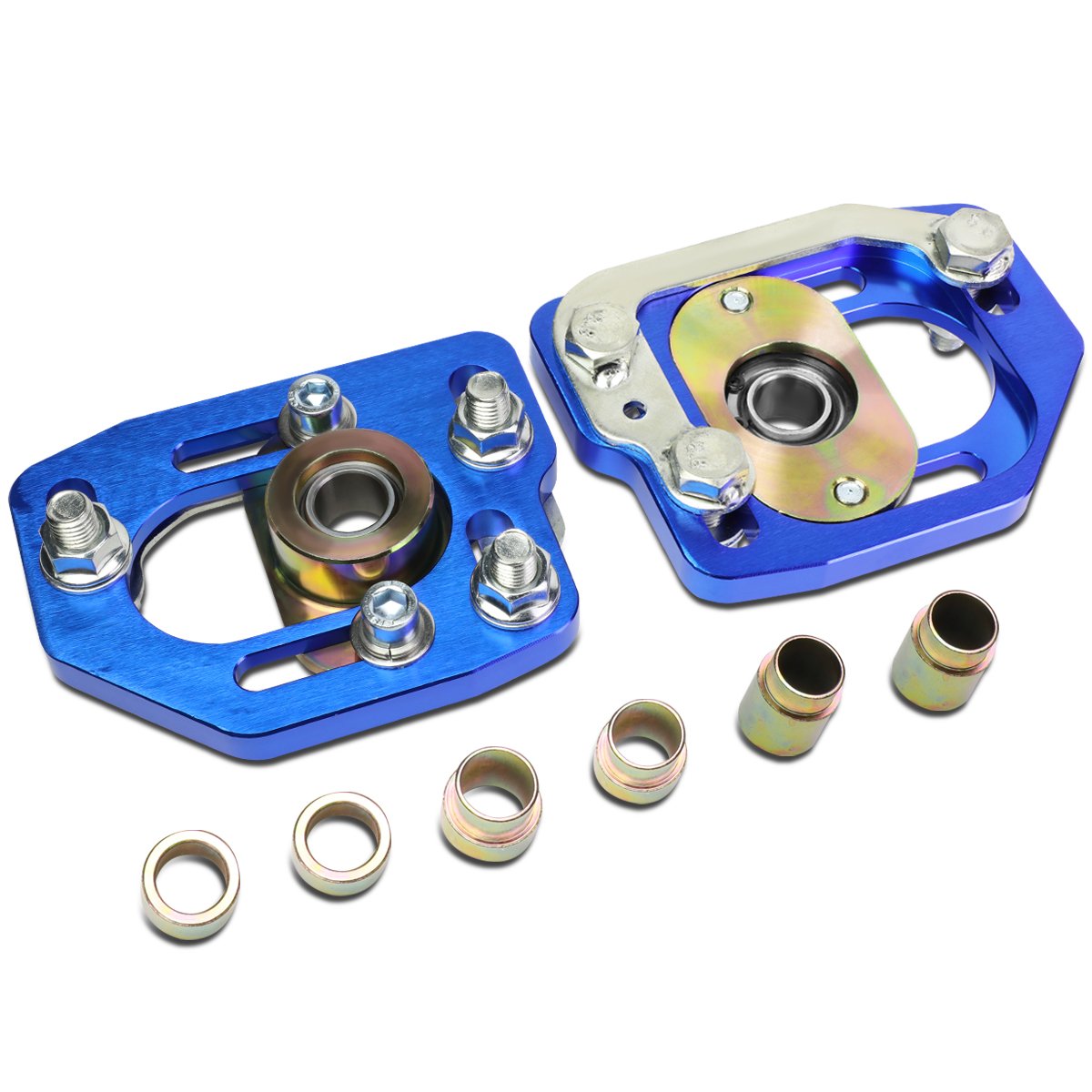DNA MOTORING CBK-PLT-FM90-BL Front Camber Caster Plates - Blue - Compatible with 1990-1993 Ford Mustang - Performance Suspension Upgrade for Track Racing & Street Driving