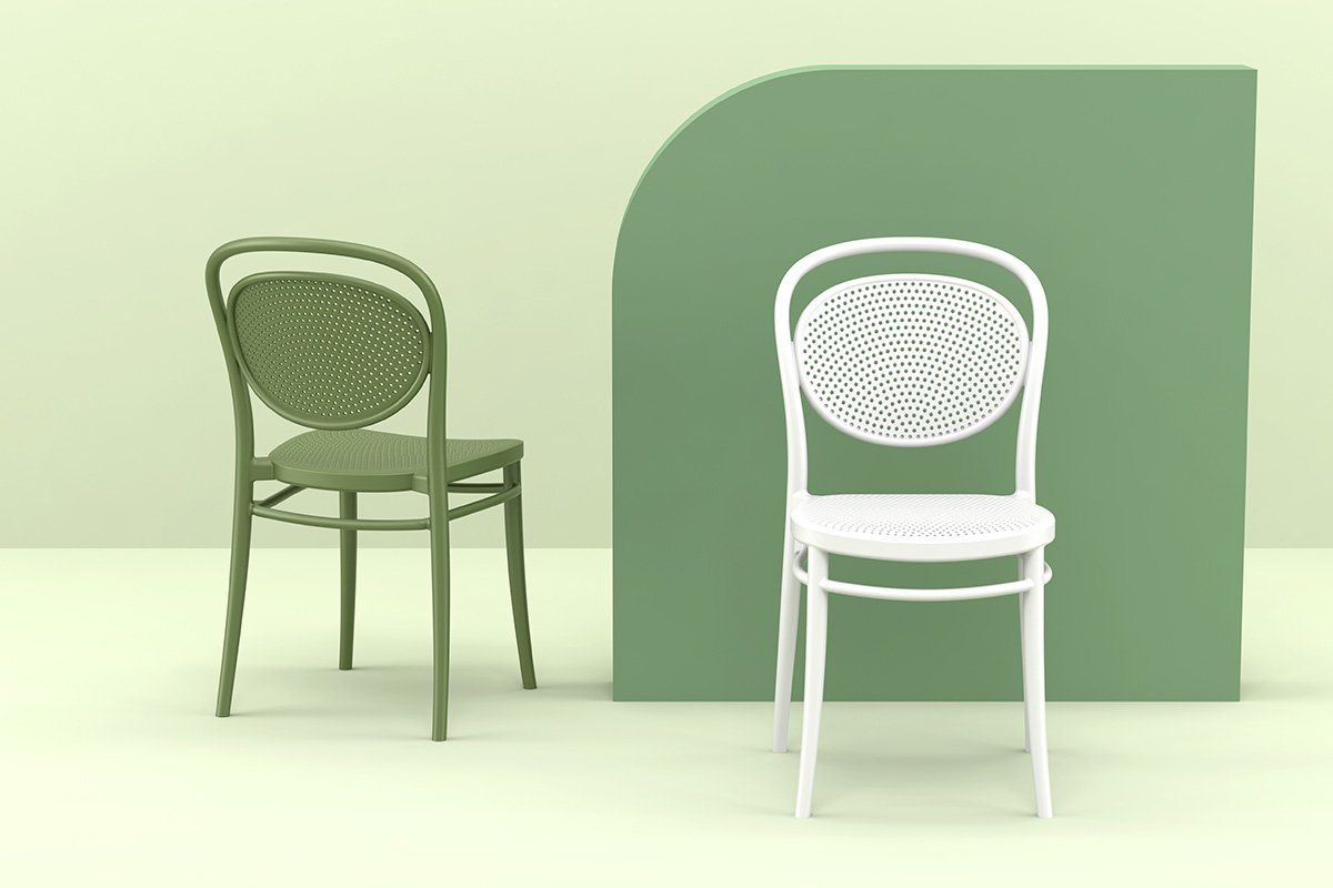 Commercial-Grade Marcel Stacking Chairs for Restaurants, Cafes & Events - Heavy Duty Stackable Dining Chairs for Indoor/Outdoor Use