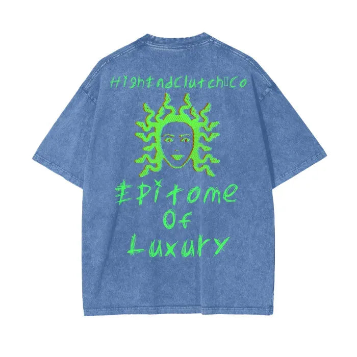 Premium Acid Wash Oversized T-Shirt with Embroidery Style Print - 250 GSM Heavyweight Cotton - Trendy Streetwear for Men & Women - Perfect for Casual Outfits, Parties, and Everyday Wear