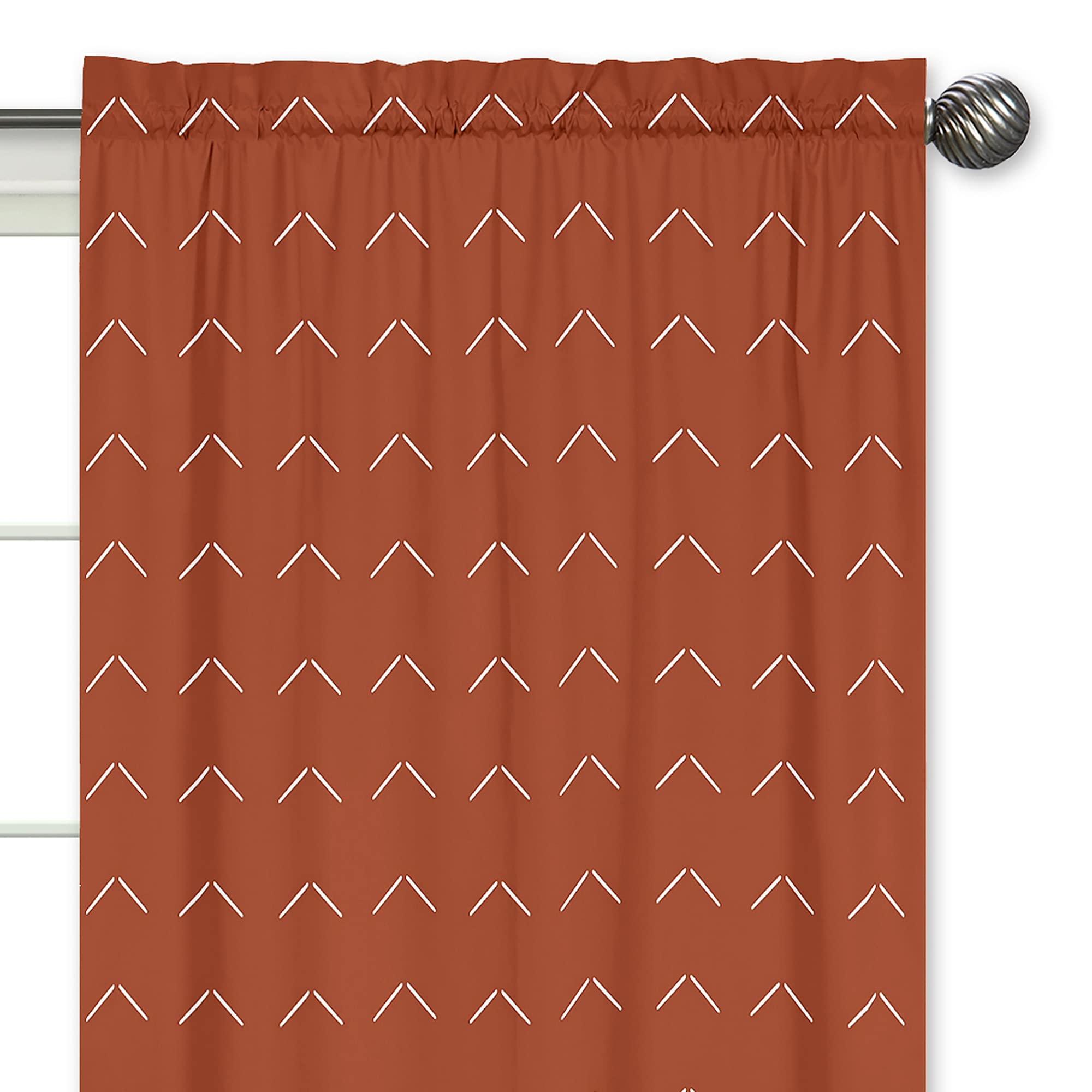 Sweet Jojo Designs Boho Arrow Window Curtain Panels - Set of 2 in Ivory, Burnt Orange & Rust - Farmhouse Southwest Shabby Chic Tribal Bohemian Style for Living Room, Bedroom & Nursery Decor