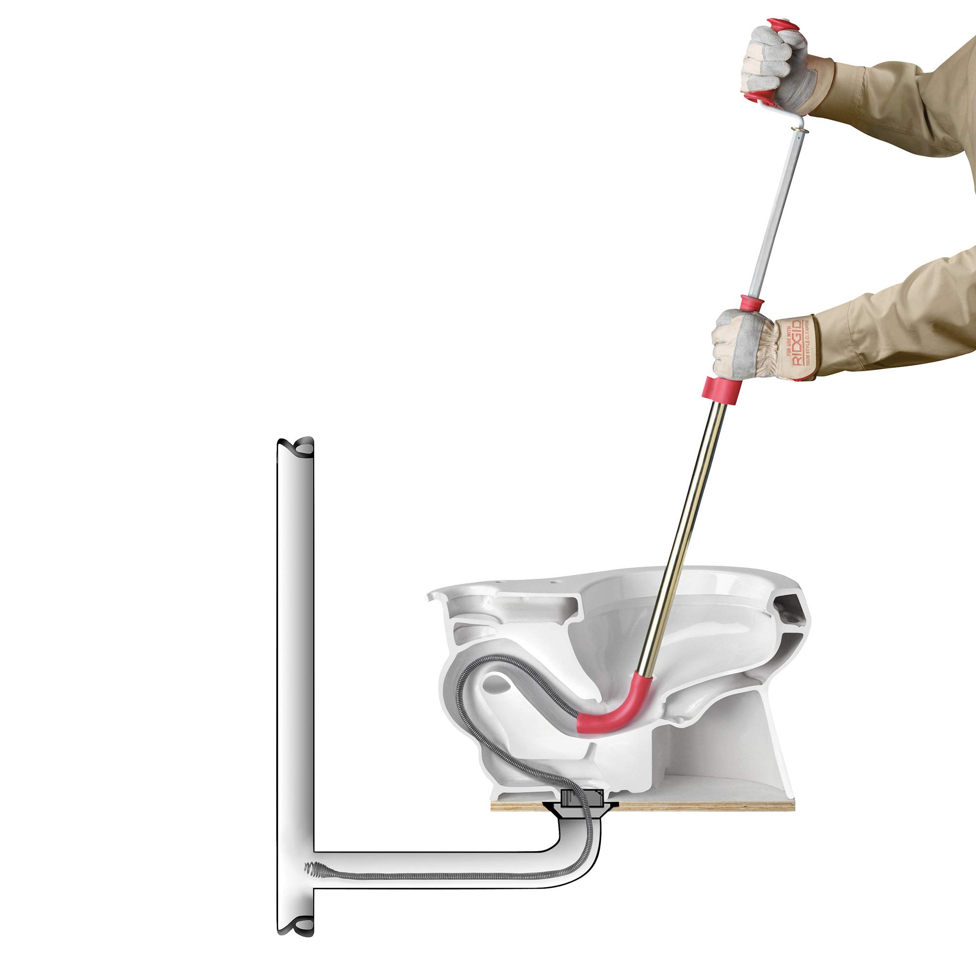 Ridgid 59797 K-6 Toilet Auger with Bulb Head - Heavy Duty Clog Remover for Toilets, Sinks & Drains - Professional Plumbing Tool for Home & Commercial Use